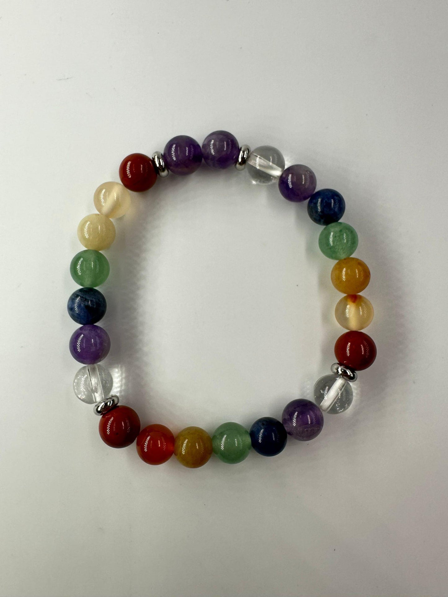7 Chakras Bracelet Natural Gemstone Beaded | Grounding & Creativity | Wholesale Bulk Pricing