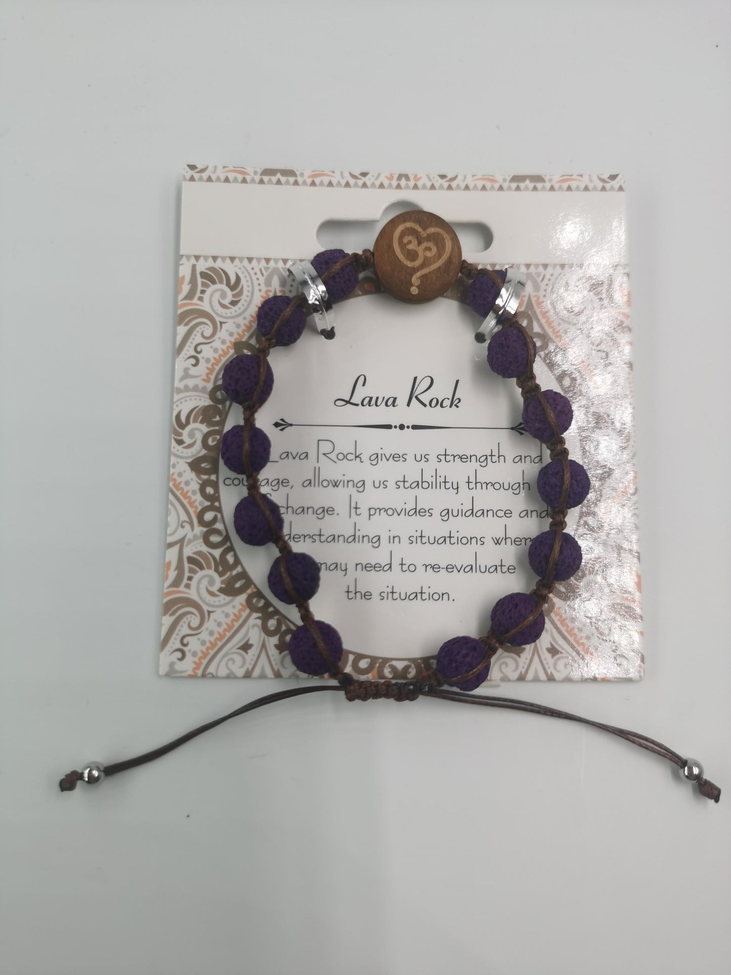 OM Heart Charm Macrame Bracelet Natural Gemstone Lava Beads | Grounding & Healing | Wholesale Bulk Pricing
