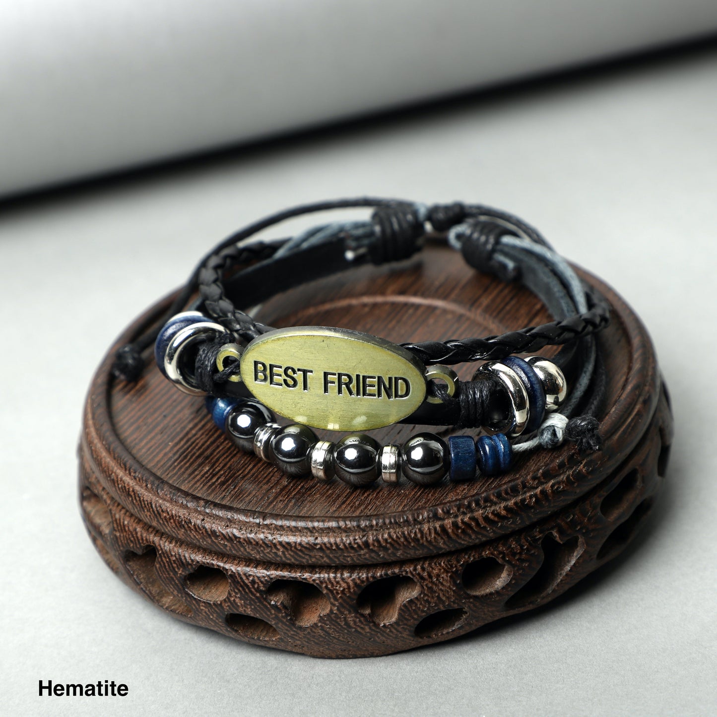 "BEST FRIEND"Leather Bracelets ( 8mm Lava Rock beads) ROLA DIRECT BUY