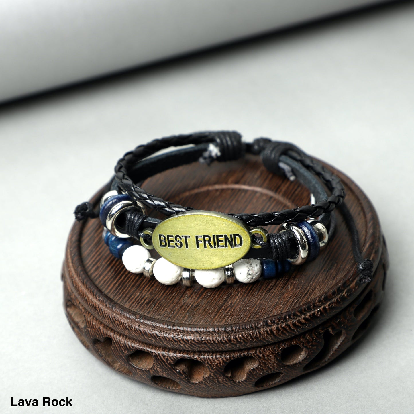 "BEST FRIEND"Leather Bracelets ( 8mm Lava Rock beads) ROLA DIRECT BUY