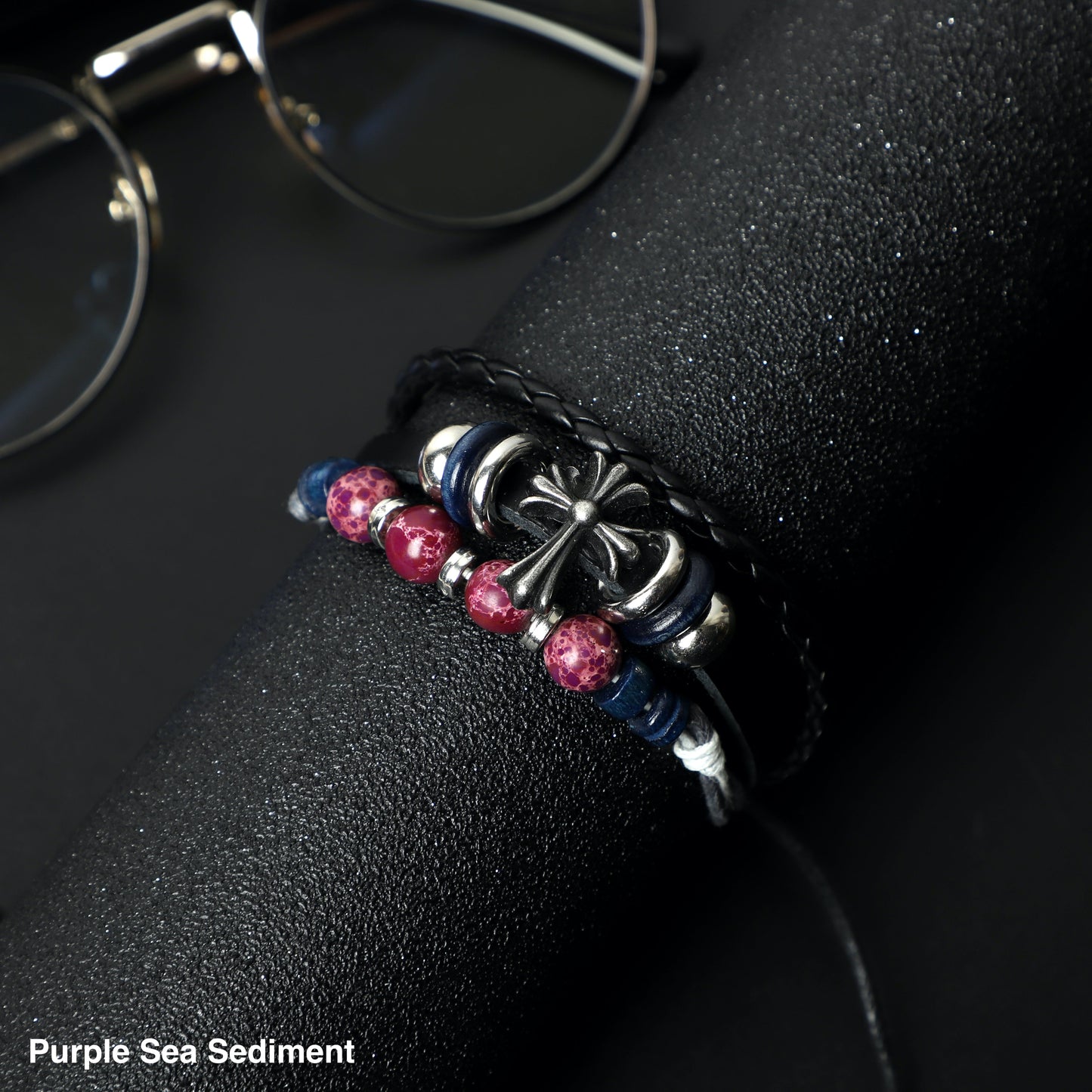 "CROSS" Leather Bracelets ( 8mm Lava Rock, Gemstone beads) ROLA DIRECT BUY