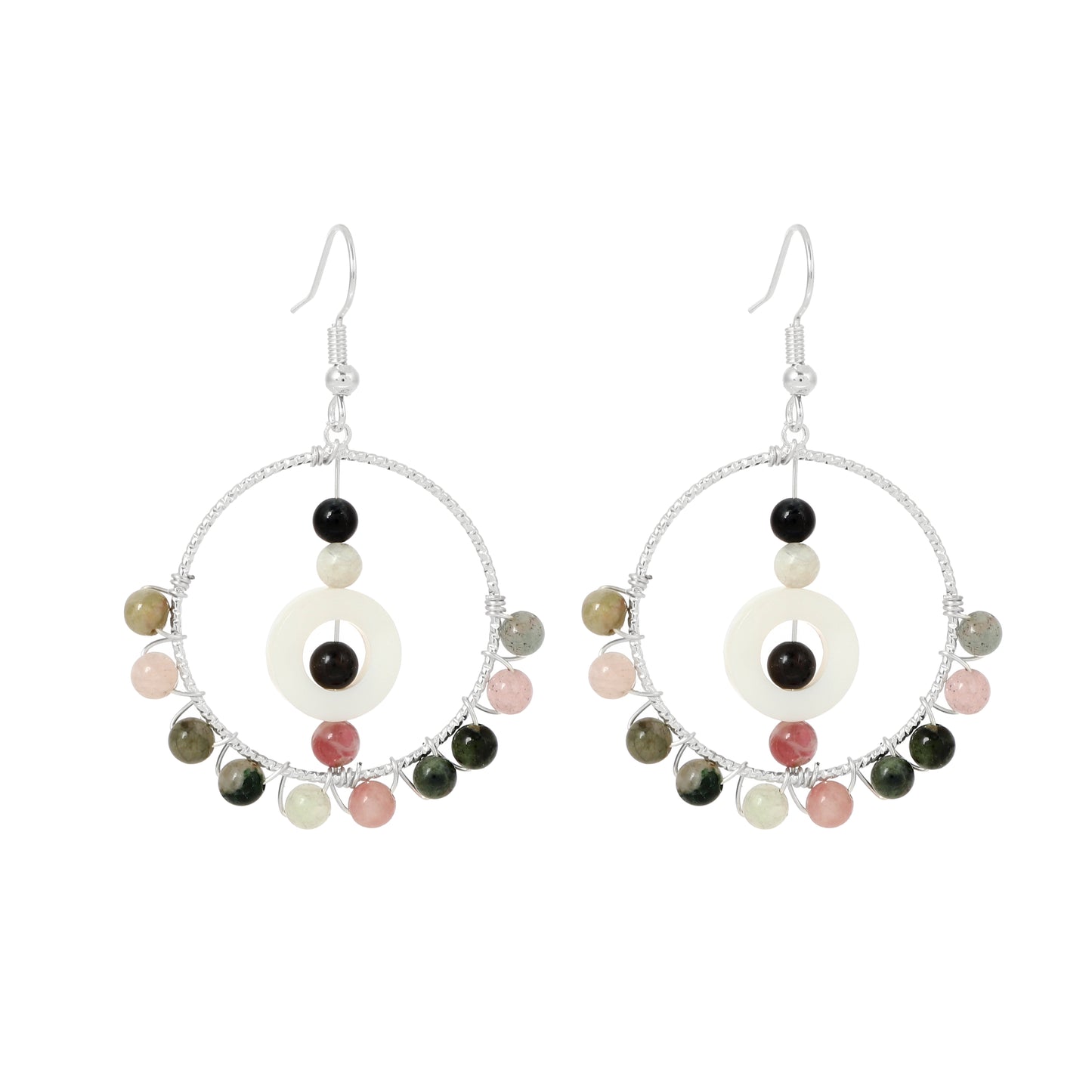 Round Wire Earrings Natural Gemstone Handmade | Compassion & Protection | Wholesale Bulk Pricing