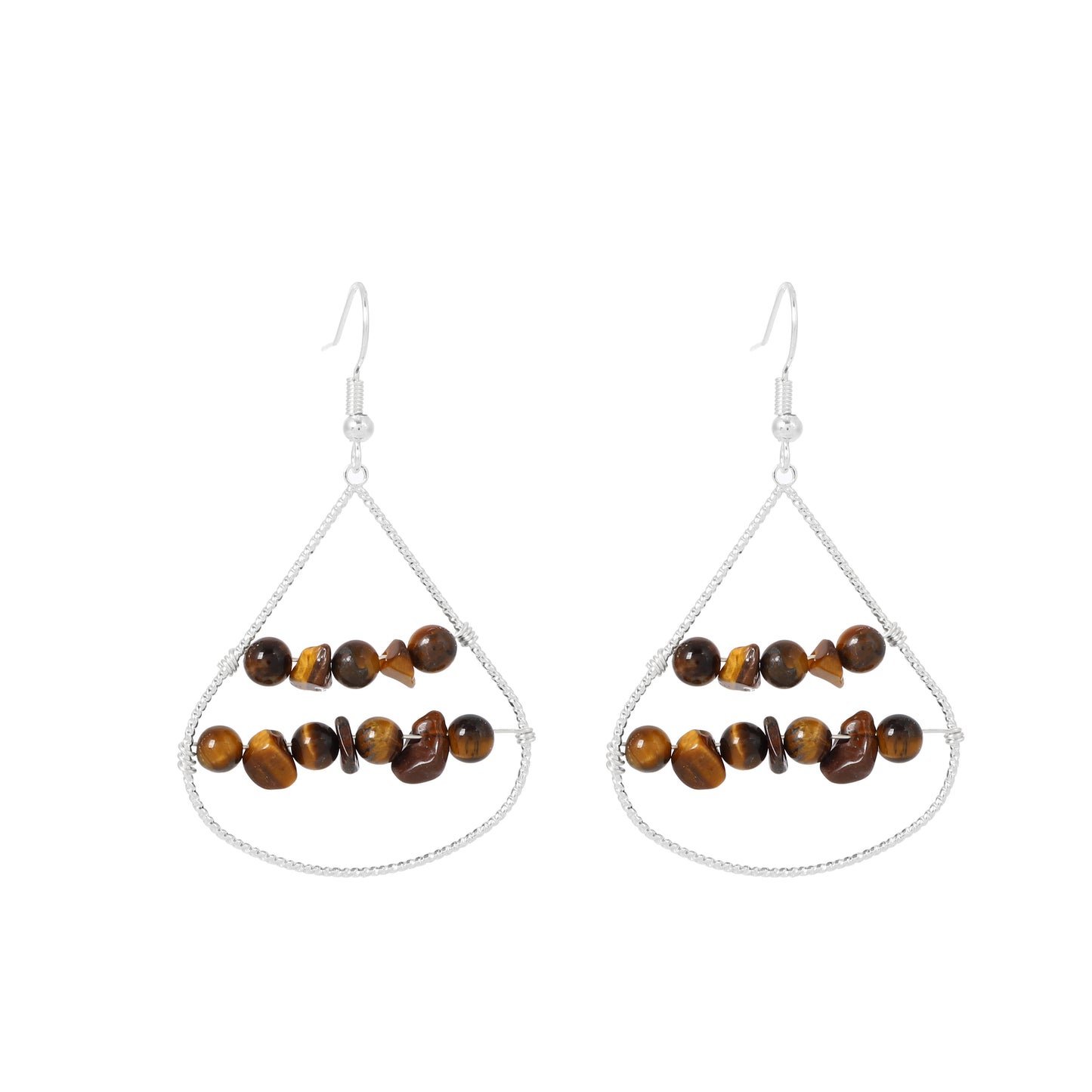 Teardrop Earrings Natural Gemstone Brass Wire Handmade | Courage & Success | Wholesale Bulk Pricing