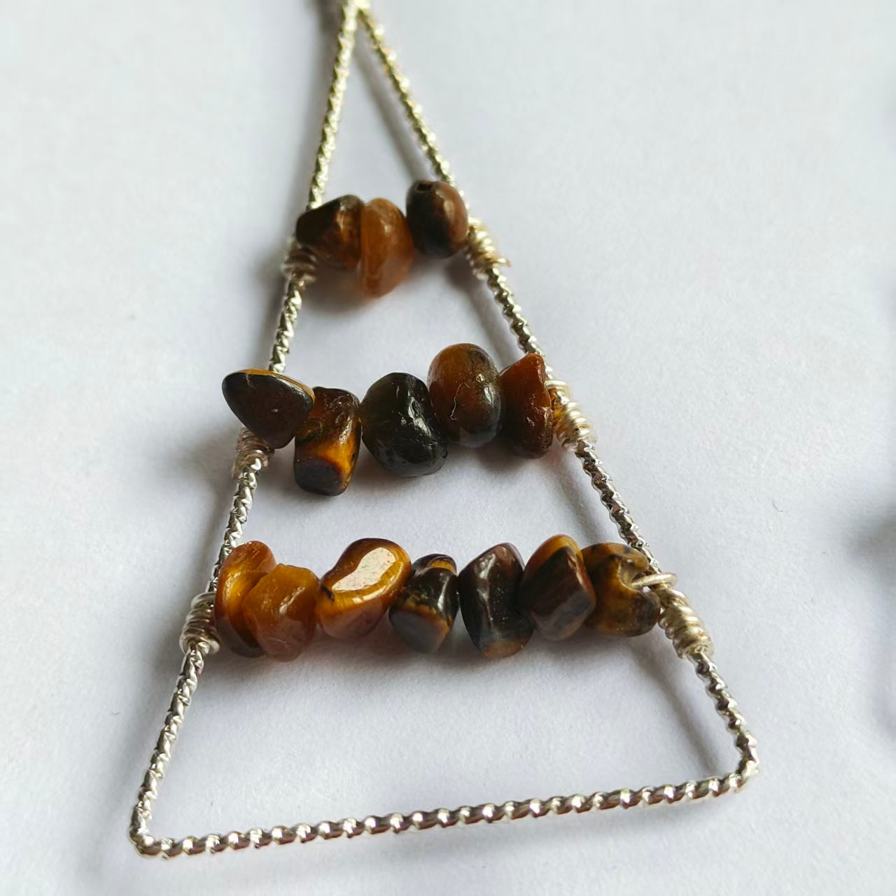 Triangle Earrings Natural Gemstone Brass Wire Handmade | Luck & Calm | Wholesale Bulk Pricing