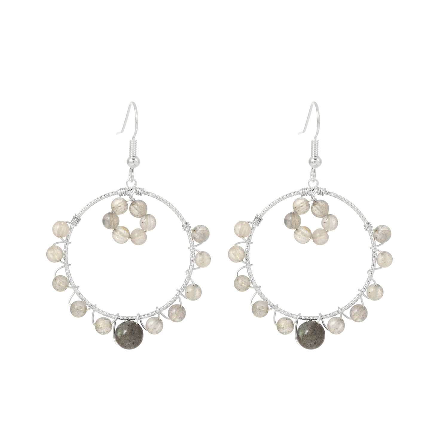 Round Tangle Earrings Natural Gemstone Brass Wire Handmade | Compassion & Protection | Wholesale Bulk Pricing