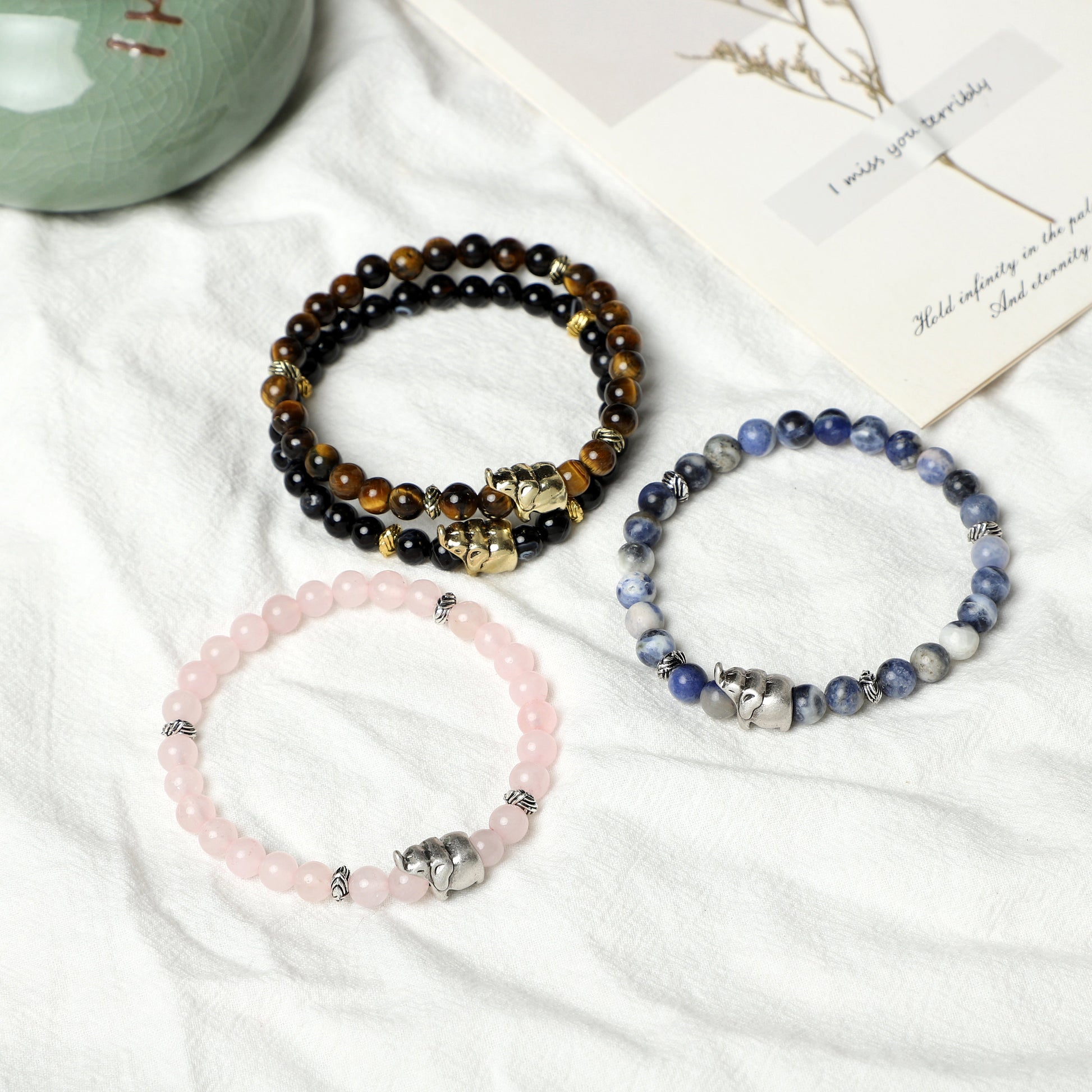 Elephant Bracelets (6mm gemstone beads) ROLA DIRECT BUY