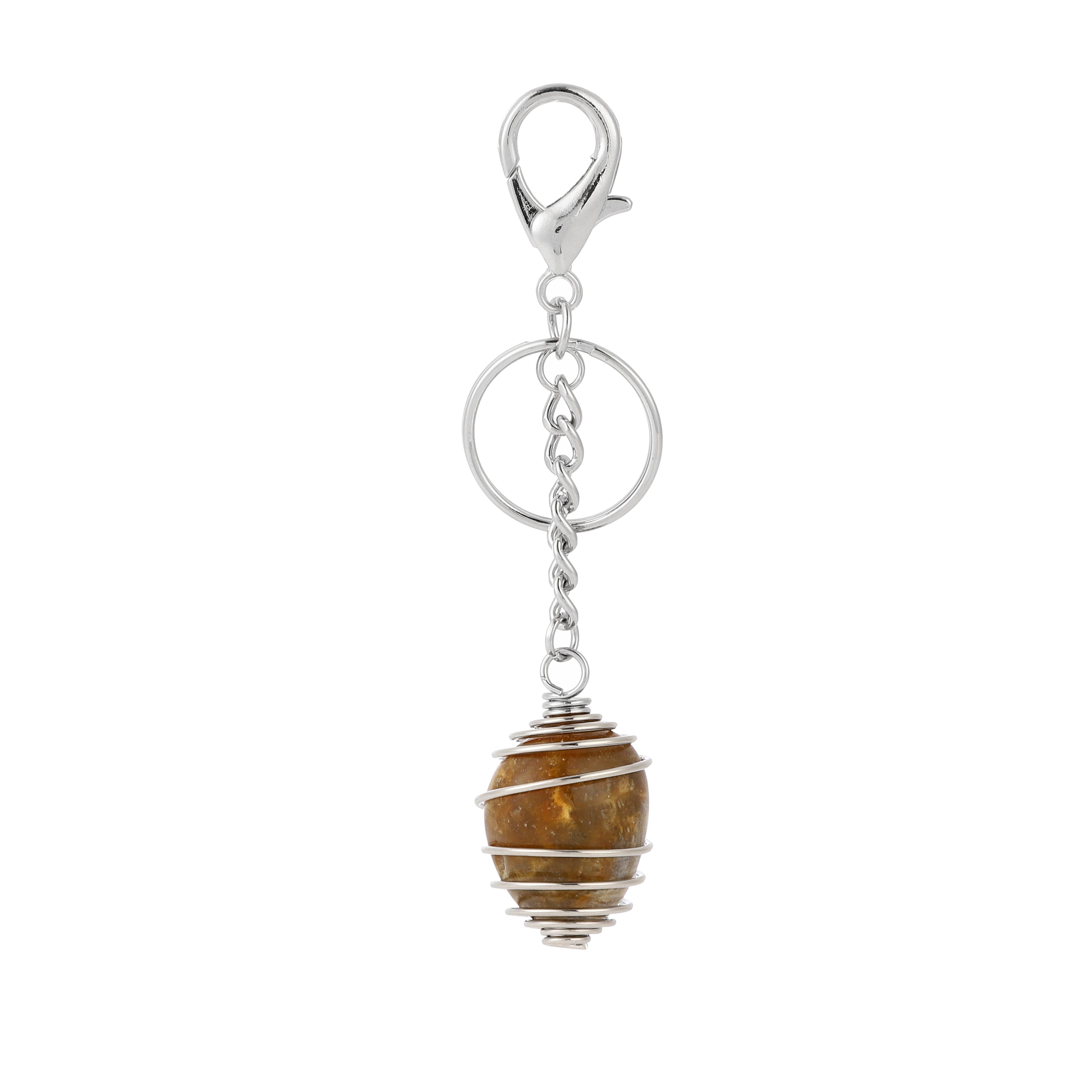 AIVILOD Tiger Eye Keychain, Gemstone Bag Charms, Keychain with Clasp, Gold Keychain Accessories, Mini Tassel Keychain, Horn Pendant, Beaded Key Ring