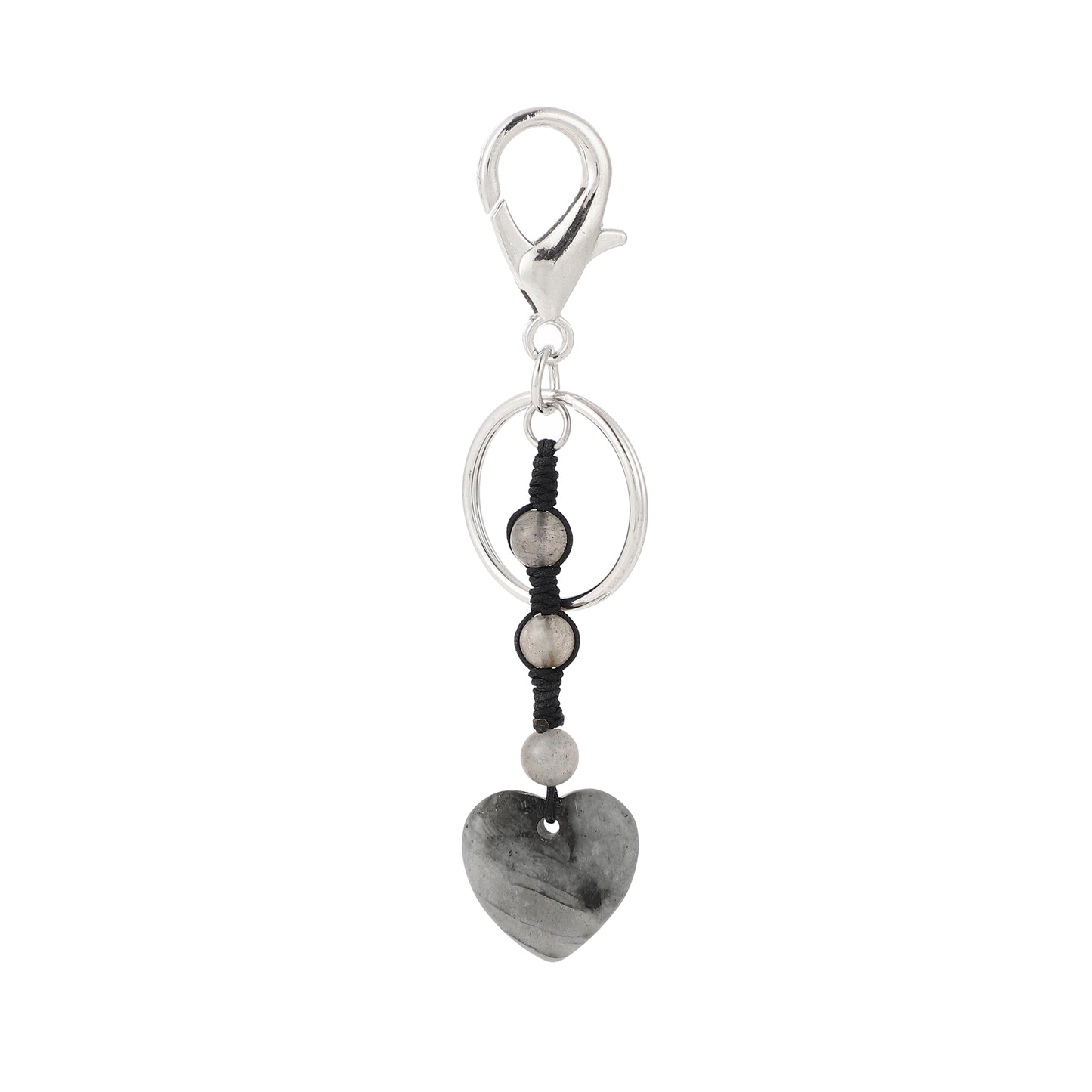 20mm Heart Gemstone Handmade Woven Key Chain