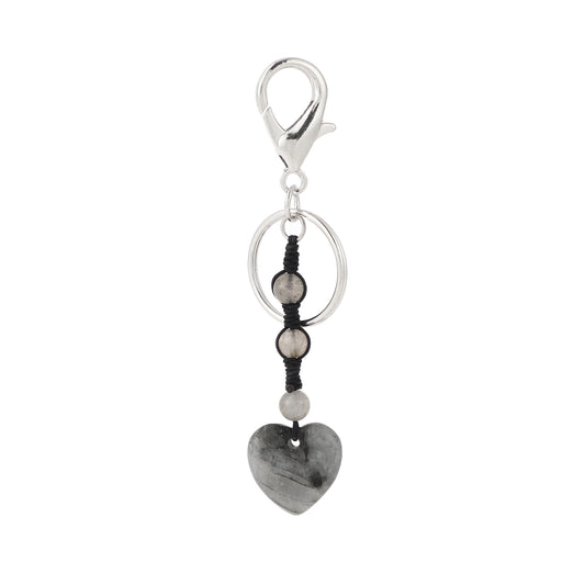 20mm Heart Gemstone Handmade Woven Key Chain