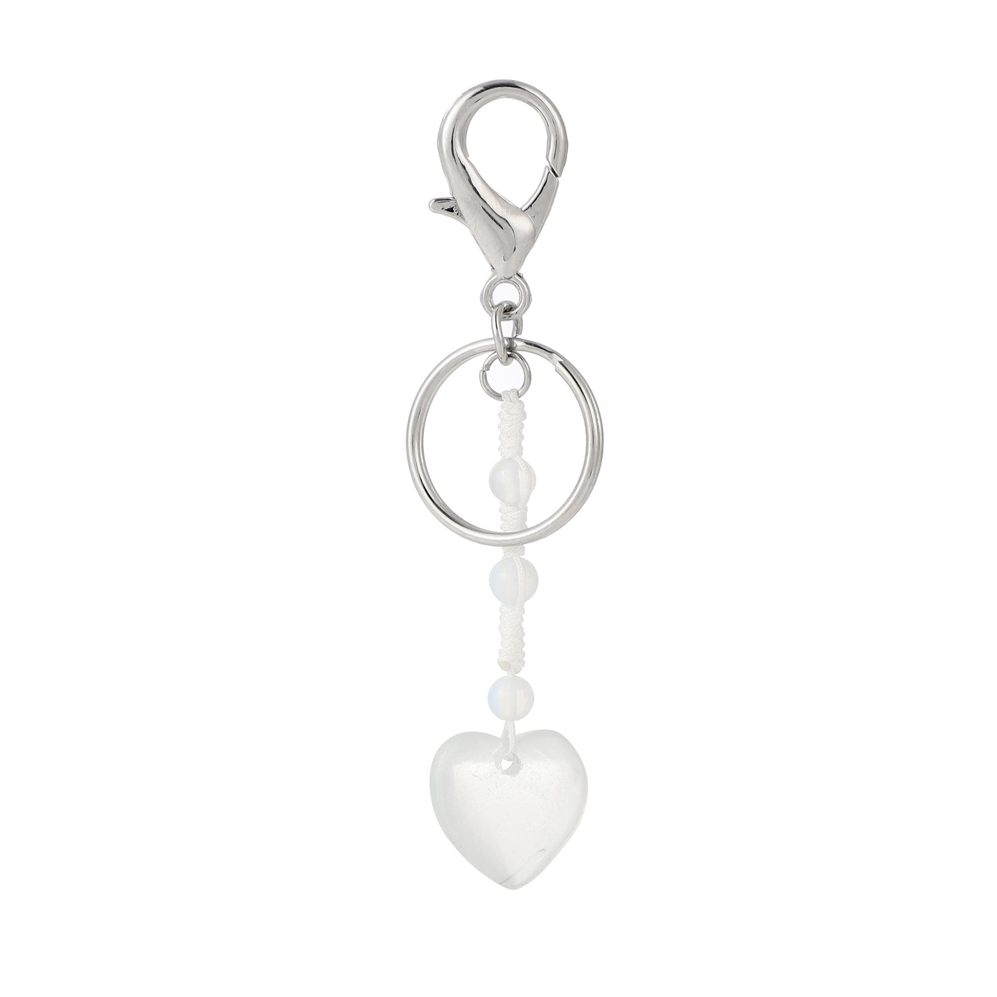20mm Heart Gemstone Handmade Woven Key Chain