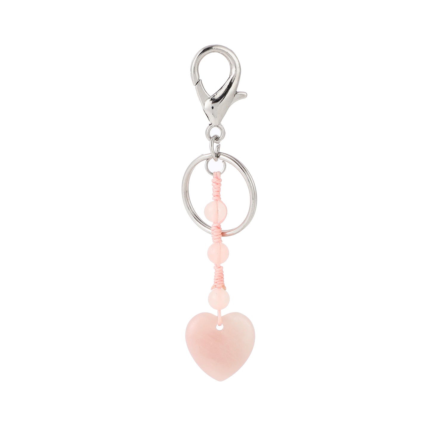20mm Heart Gemstone Handmade Woven Key Chain