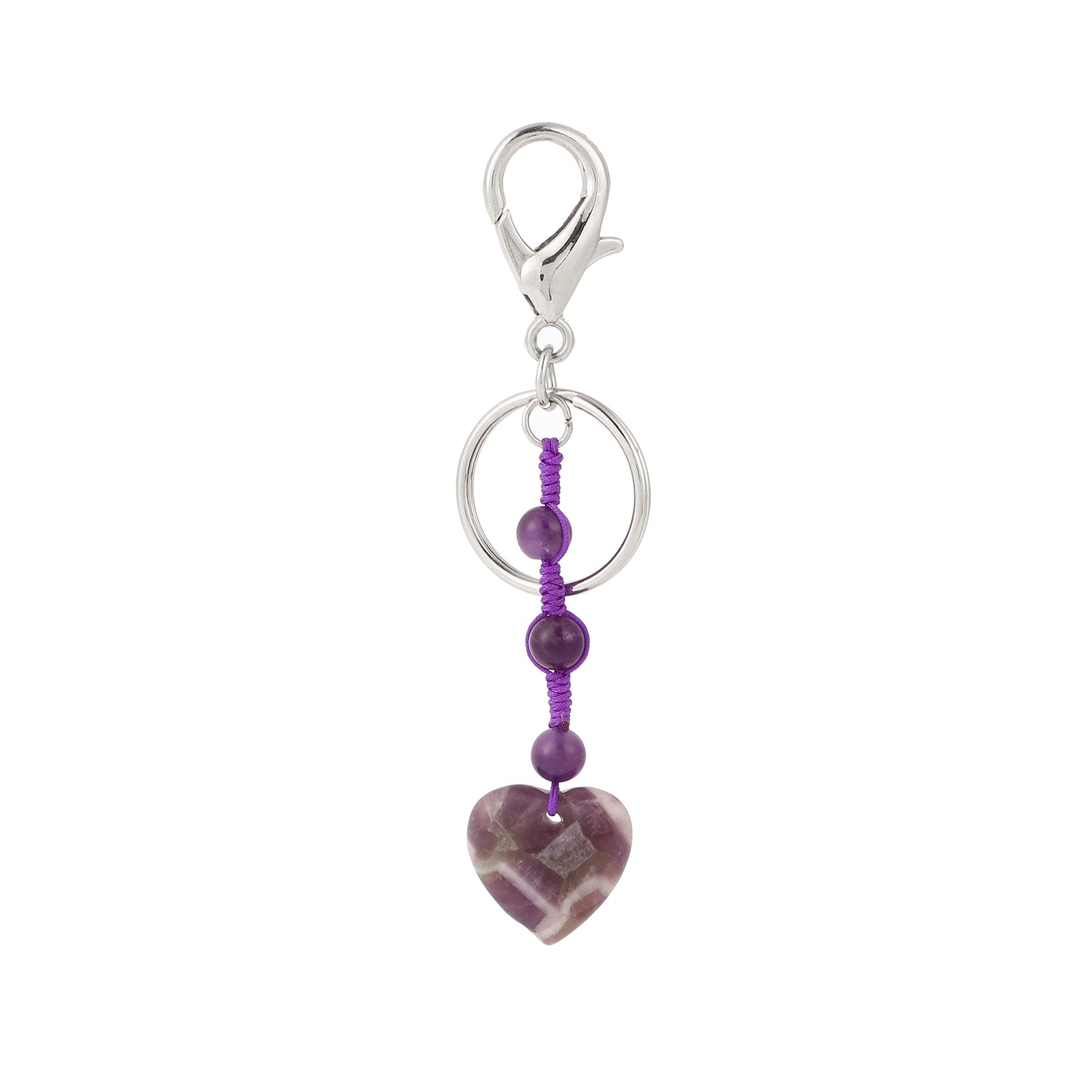 20mm Heart Gemstone Handmade Woven Key Chain