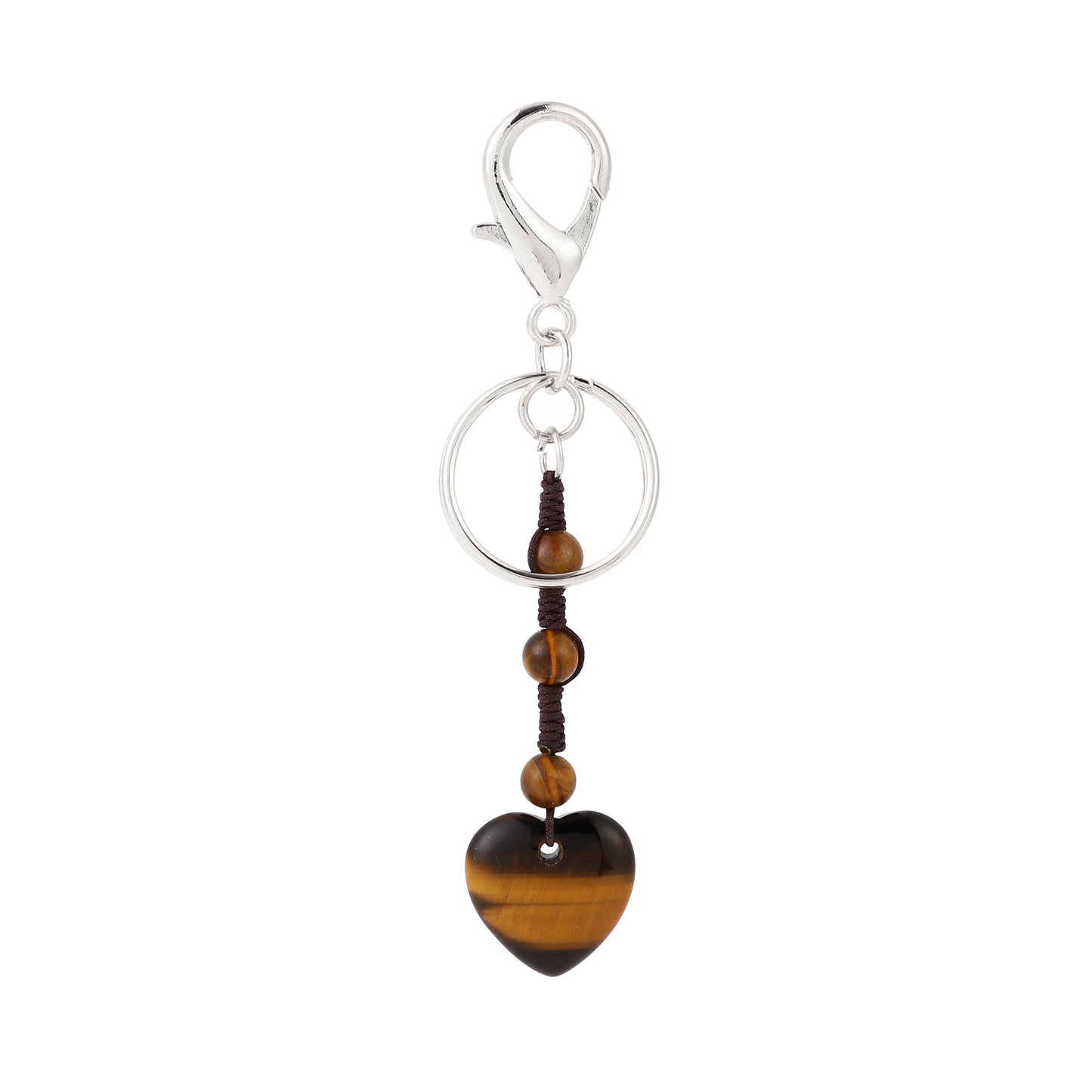 20mm Heart Gemstone Handmade Woven Key Chain
