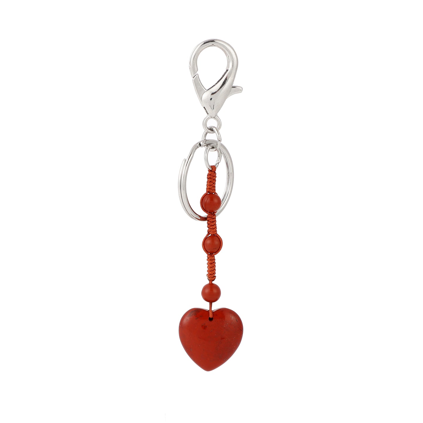 20mm Heart Gemstone Handmade Woven Key Chain