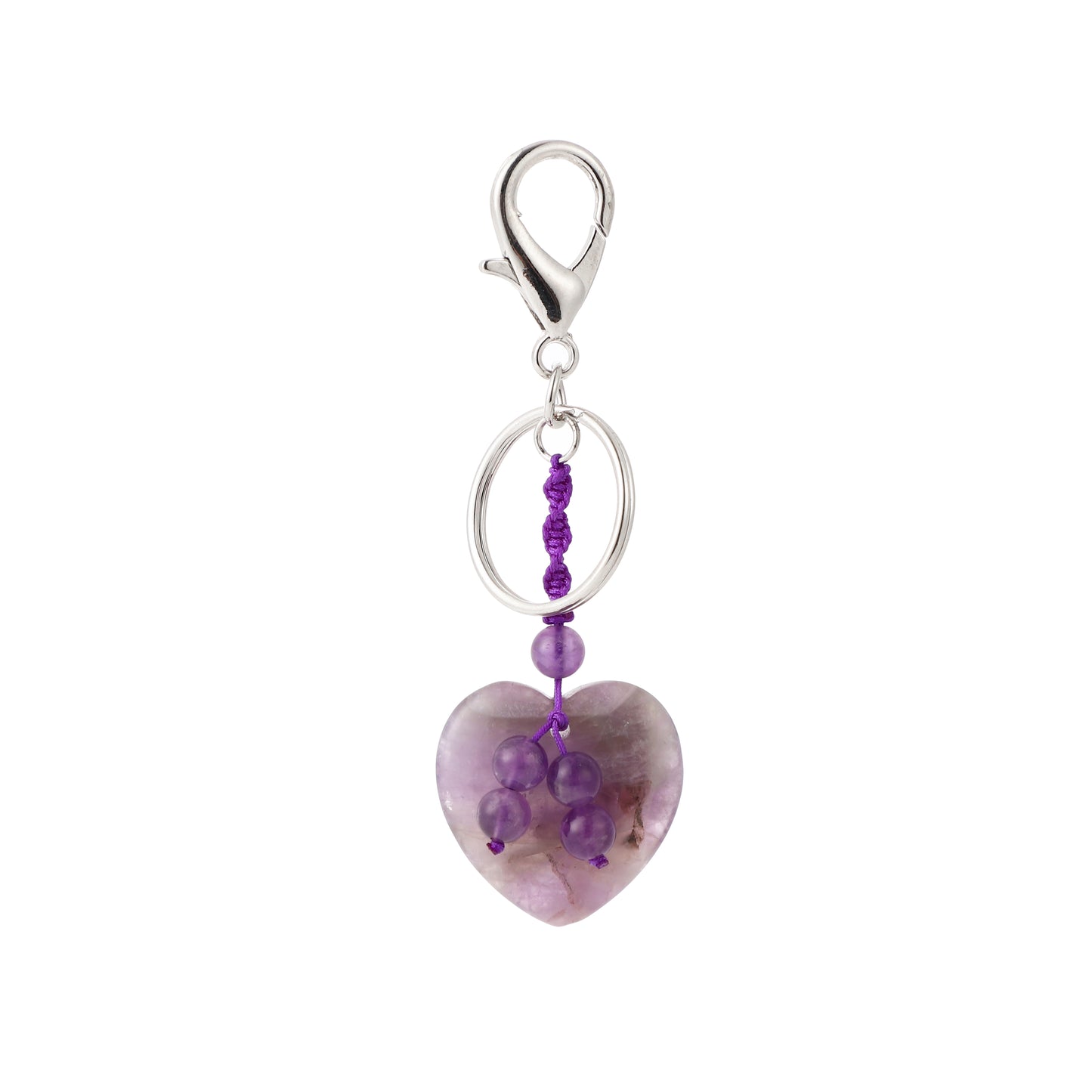 Handmade Woven Heart Gemstone Key Chain