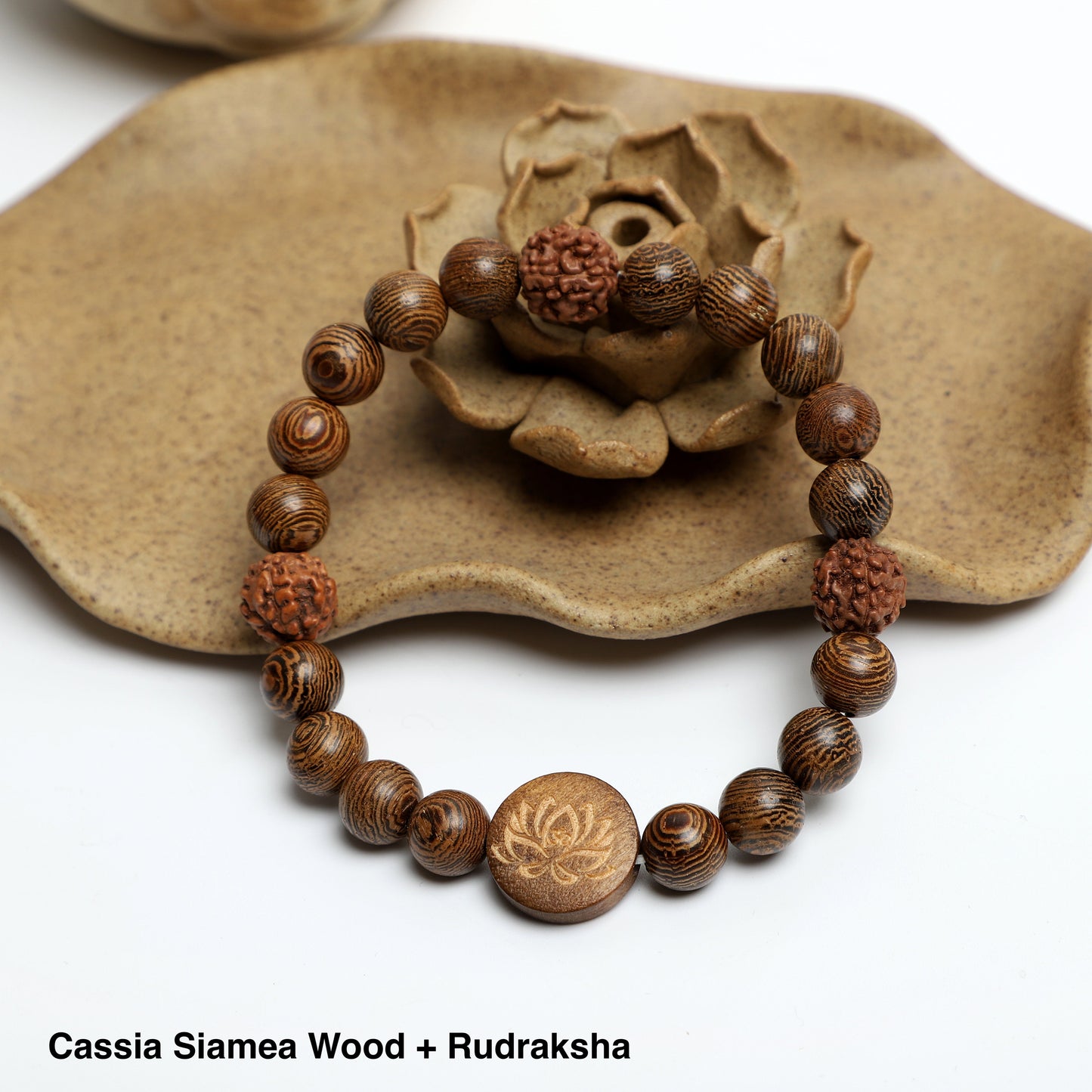 "LOTUS" Bracelet, ( 8mm Lava Rock, Wooden beads) ROLA DIRECT BUY