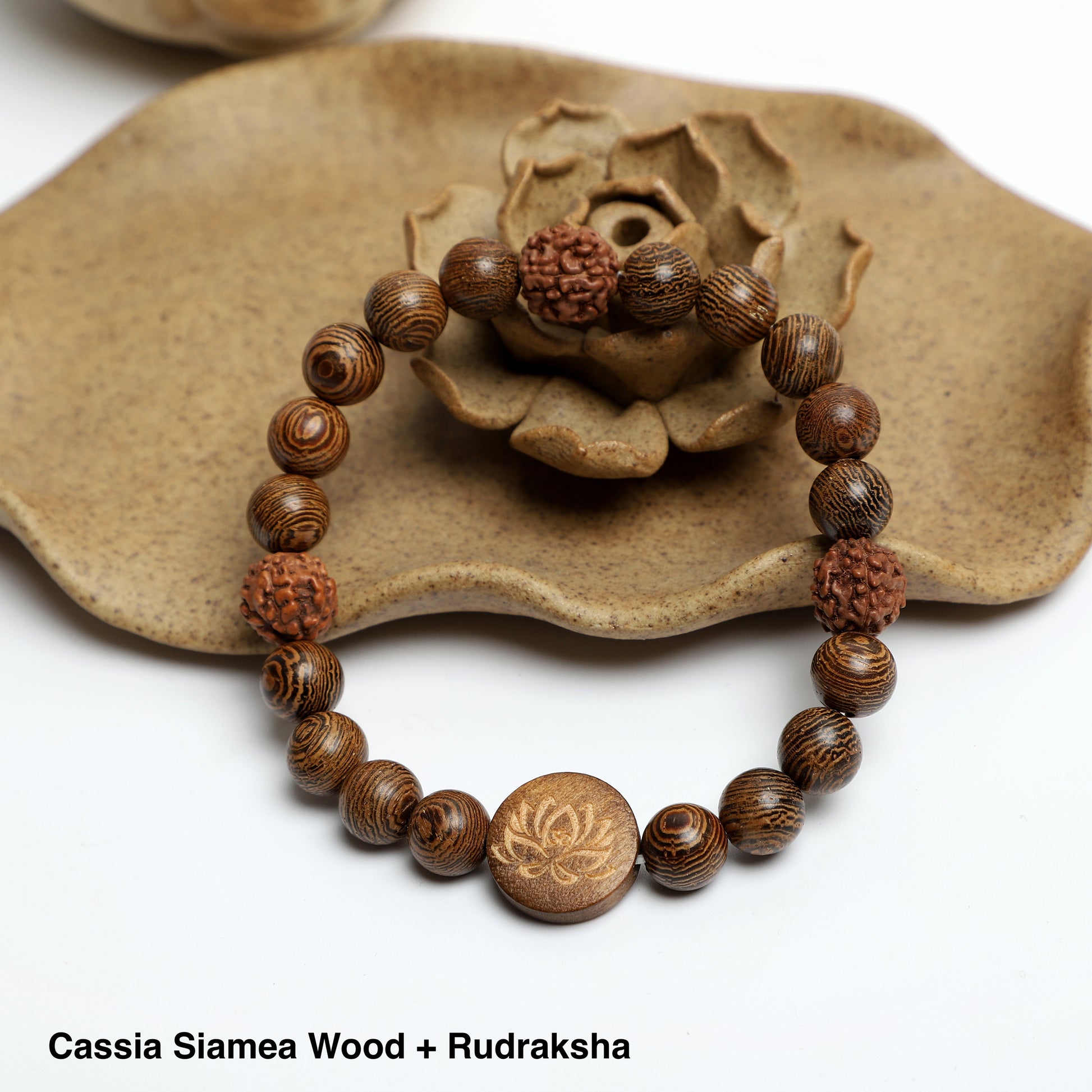"LOTUS" Bracelet,  ( 8mm Lava Rock, Wooden beads) ROLA DIRECT BUY
