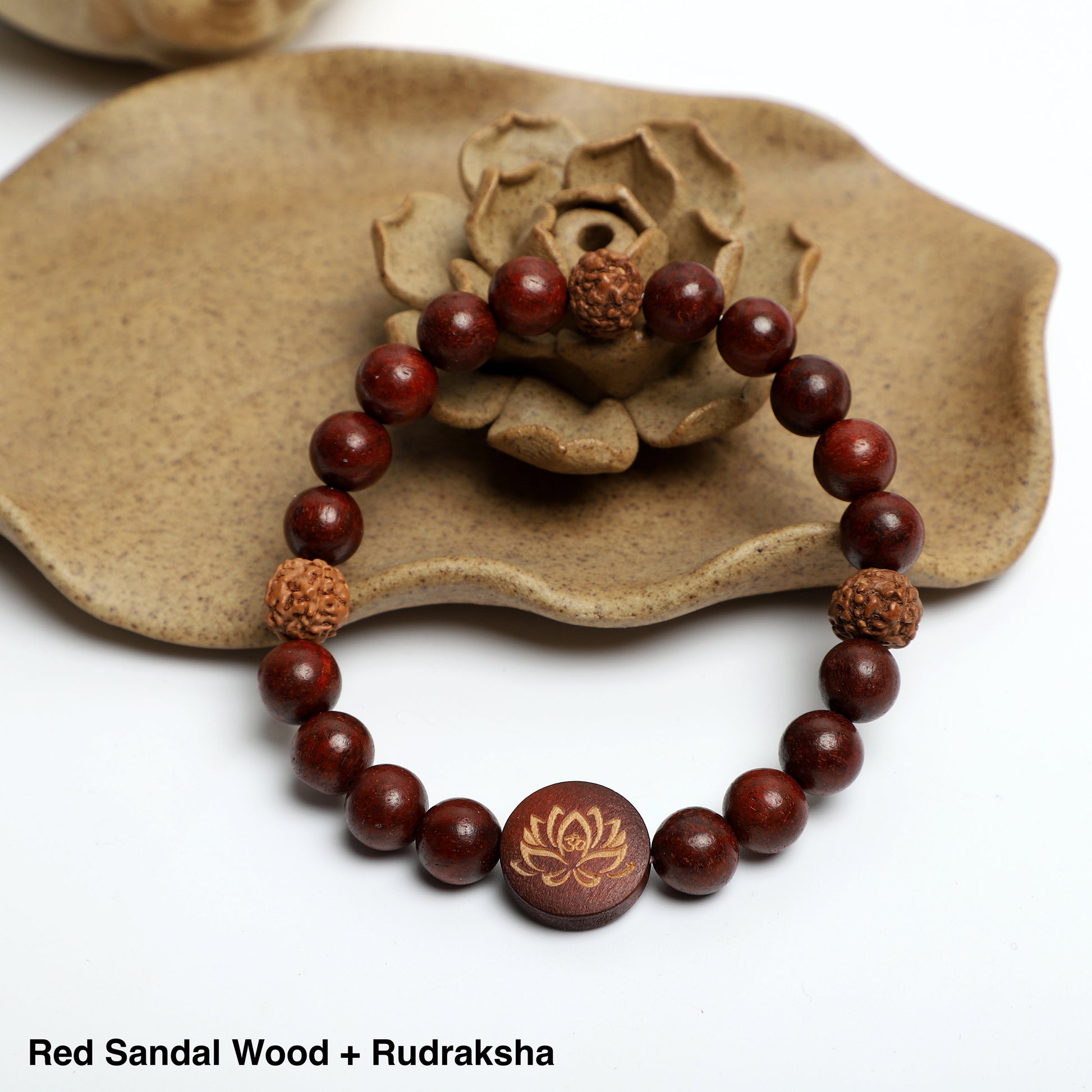"LOTUS" Bracelet,  ( 8mm Lava Rock, Wooden beads) ROLA DIRECT BUY