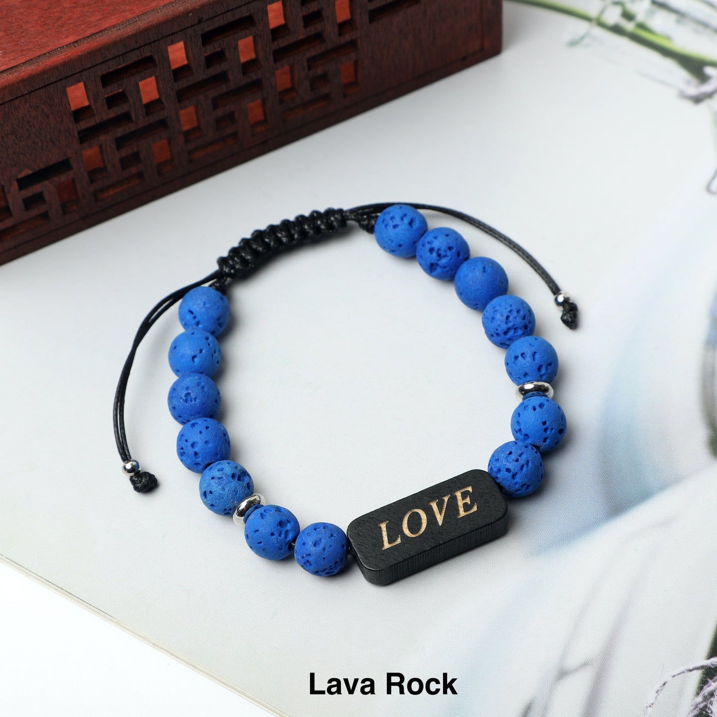 "LOVE" Bracelets (8mm Lava Rock, Wooden, gemstone beads) ROLA DIRECT BUY