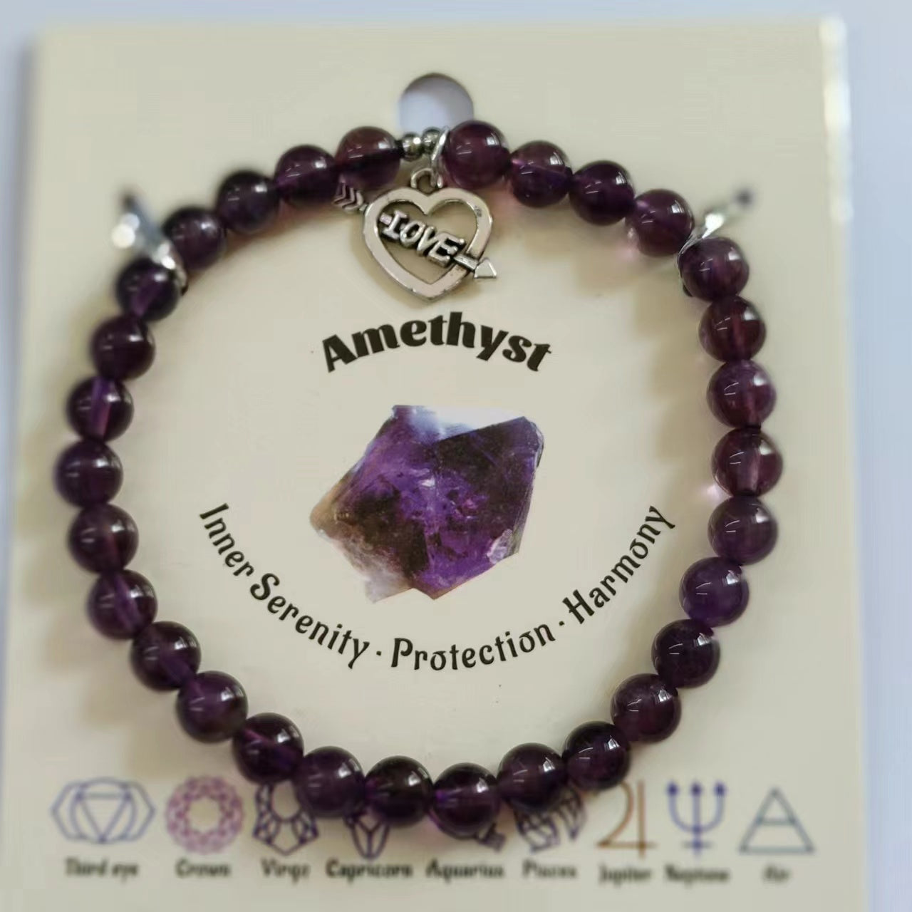 Arrow Heart Charm Bracelet Natural Stone Round Beads | Romantic & True Love | Wholesale Bulk Pricing