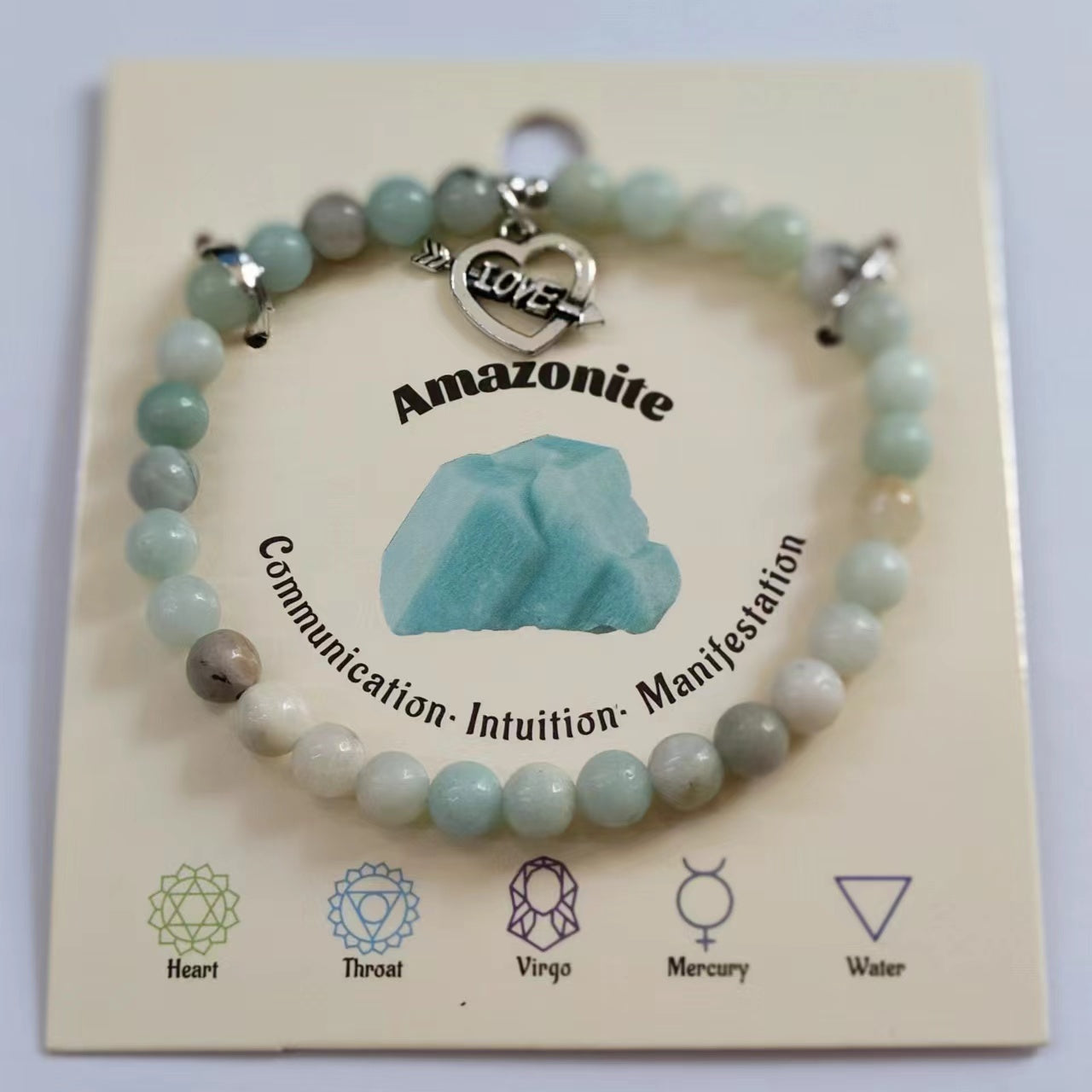 Arrow Heart Charm Bracelet Natural Stone Round Beads | Romantic & True Love | Wholesale Bulk Pricing