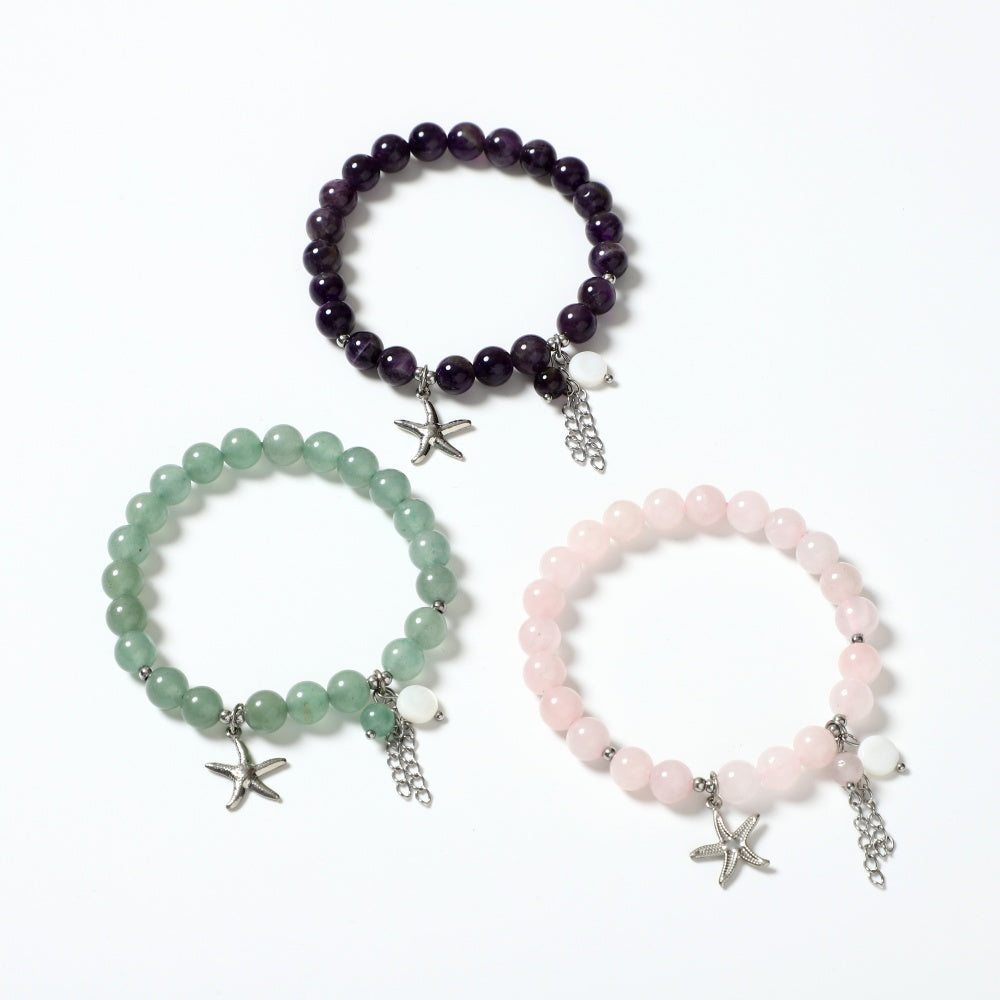 Starfish Charm Bracelet Natural Gemstone Beaded |  Hope & Regeneration | Wholesale Bulk Pricing