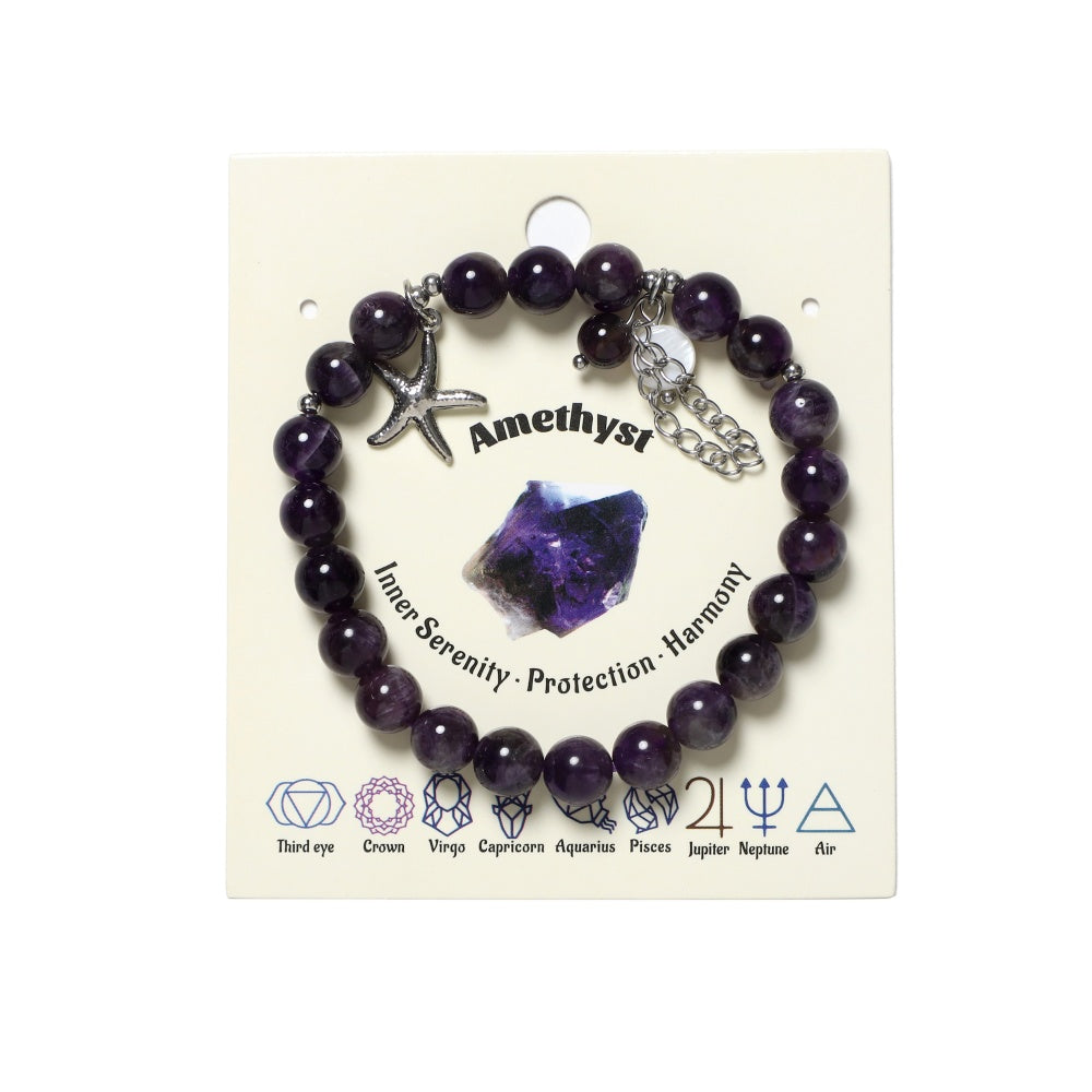 Starfish Charm Bracelet Natural Gemstone Beaded |  Hope & Regeneration | Wholesale Bulk Pricing