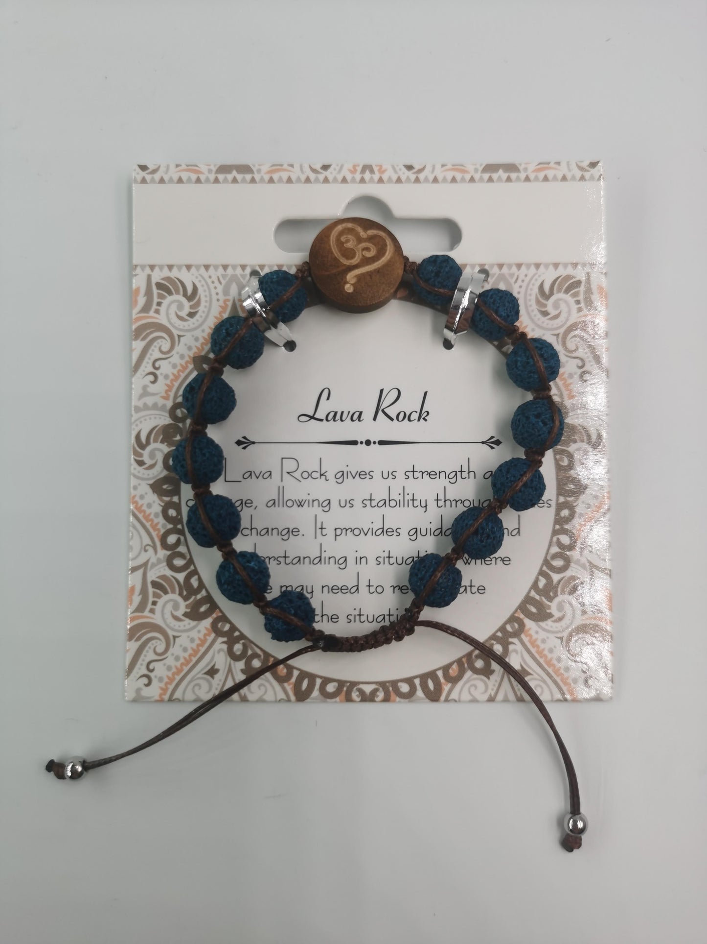 OM Heart Charm Macrame Bracelet Natural Gemstone Lava Beads | Grounding & Healing | Wholesale Bulk Pricing