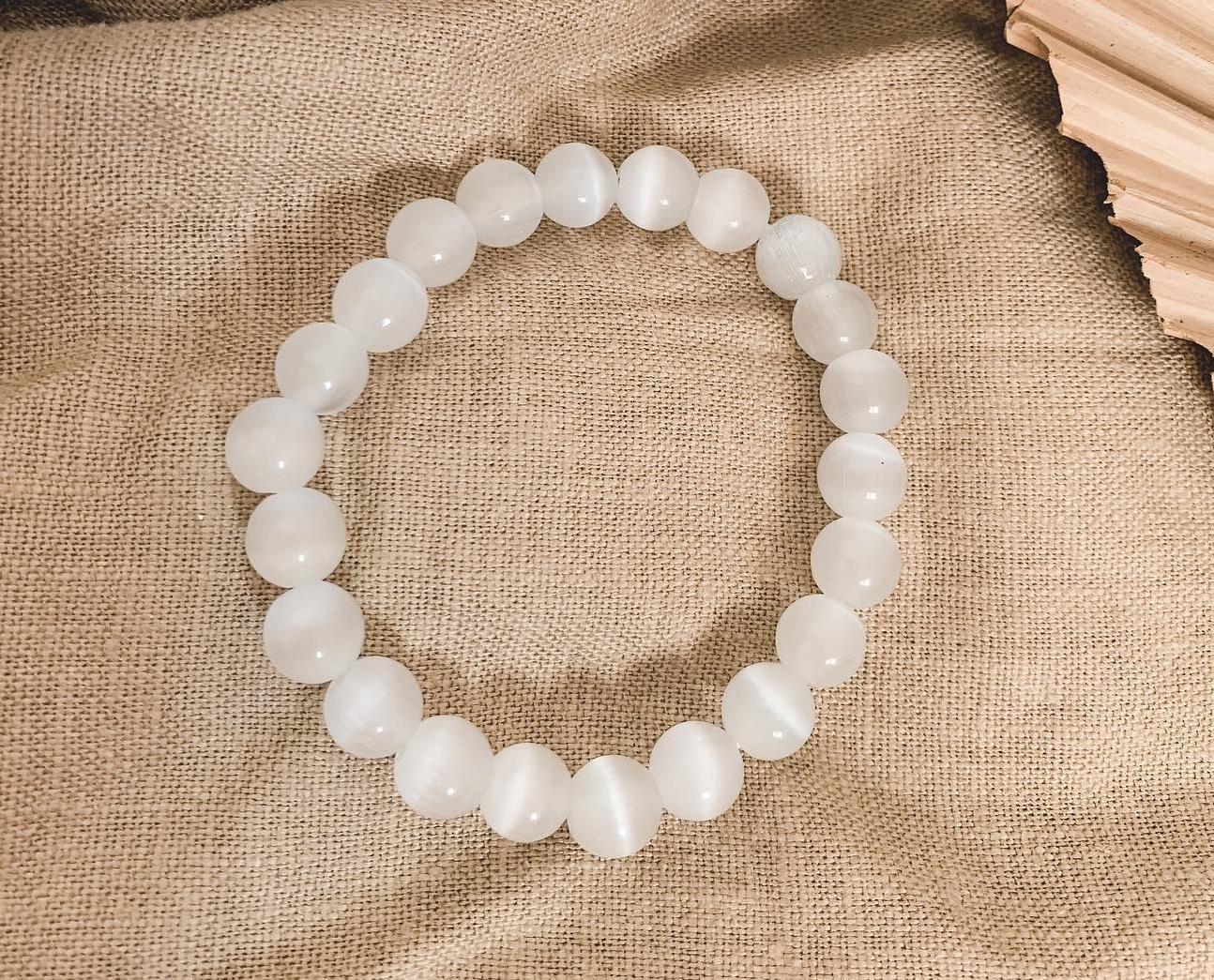 Selenite Bracelet Natural Gemstone Beaded | Protection & Clarity | Wholesale Bulk Pricing