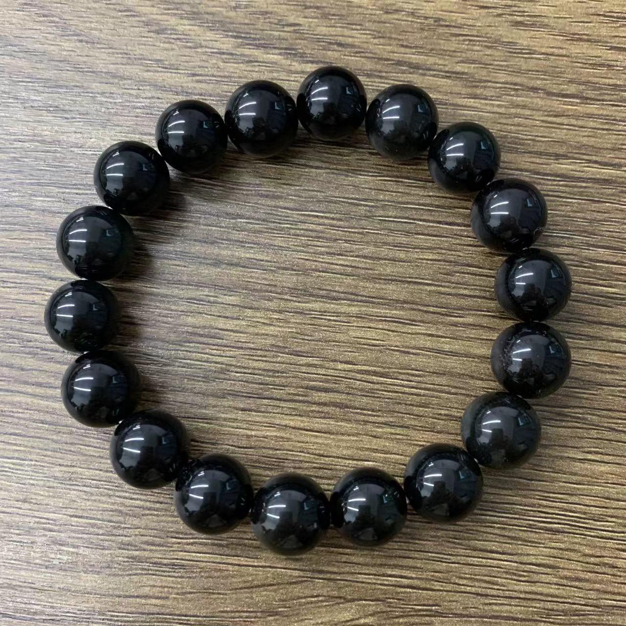 Black Onyx Bracelet Natural Gemstone Round Beads | Grounding & Protection | Wholesale Bulk Pricing