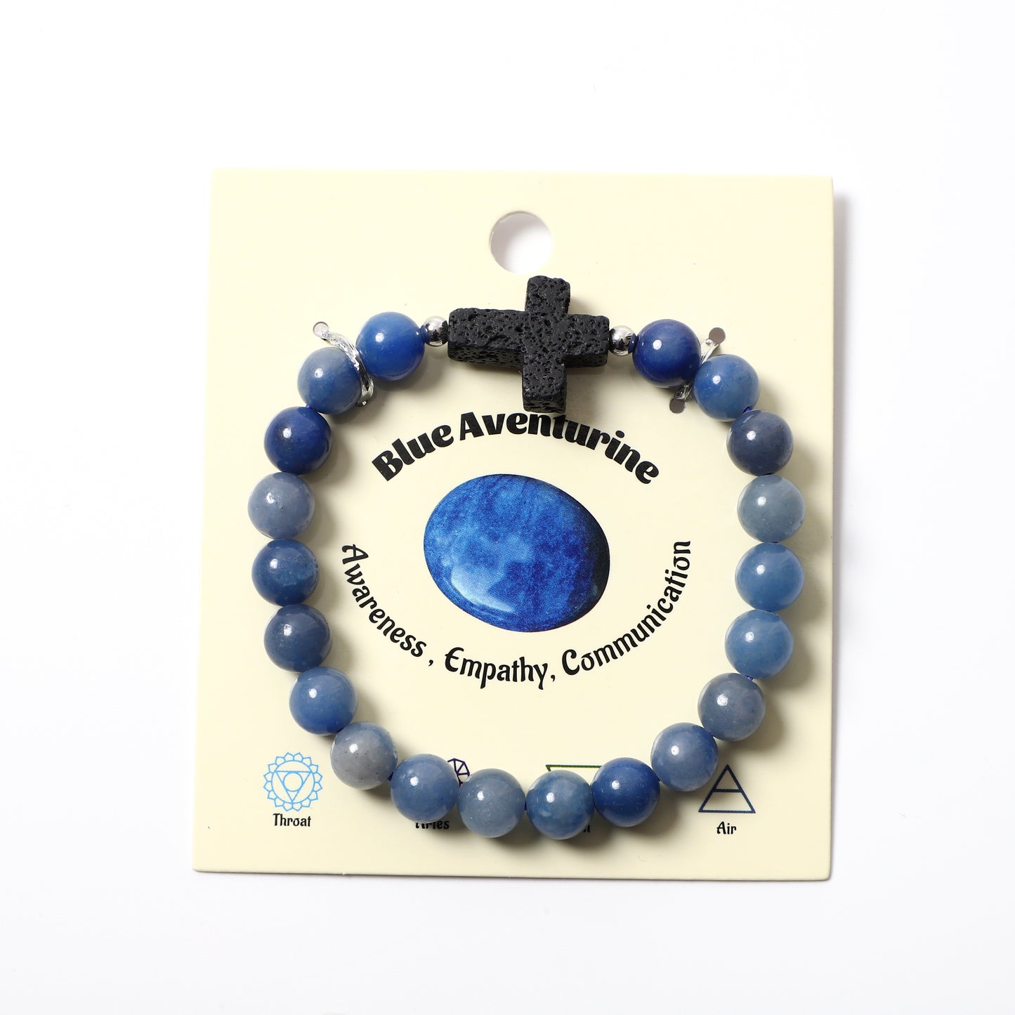 Black Lava Cross Bracelet Natural Stone / Wooden Round Bead 8mm| Faith & Protection | Wholesale Bulk Pricing