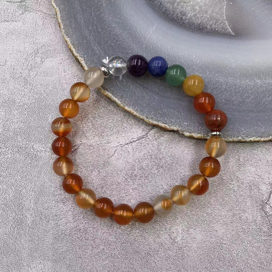 7 Chakras Bracelet Natural Gemstone Round Bead 8mm| Energy & Balance | Wholesale Bulk Pricing