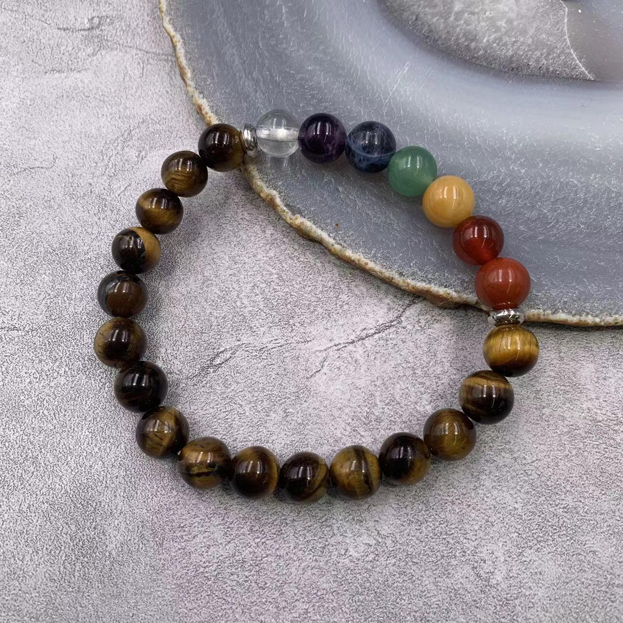 7 Chakras Bracelet Natural Gemstone Round Bead 8mm| Energy & Balance | Wholesale Bulk Pricing