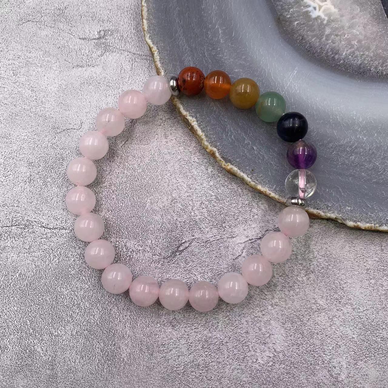 7 Chakras Bracelet Natural Gemstone Round Bead 8mm| Energy & Balance | Wholesale Bulk Pricing