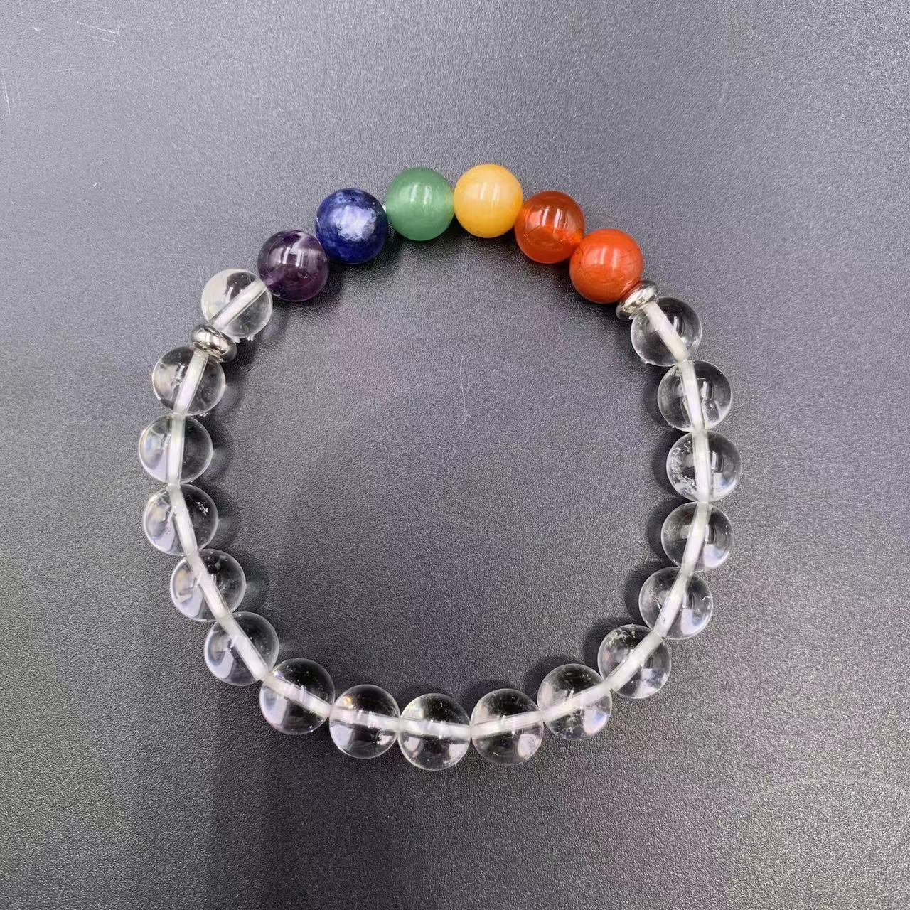 7 Chakras Bracelet Natural Gemstone Round Bead 8mm| Energy & Balance | Wholesale Bulk Pricing