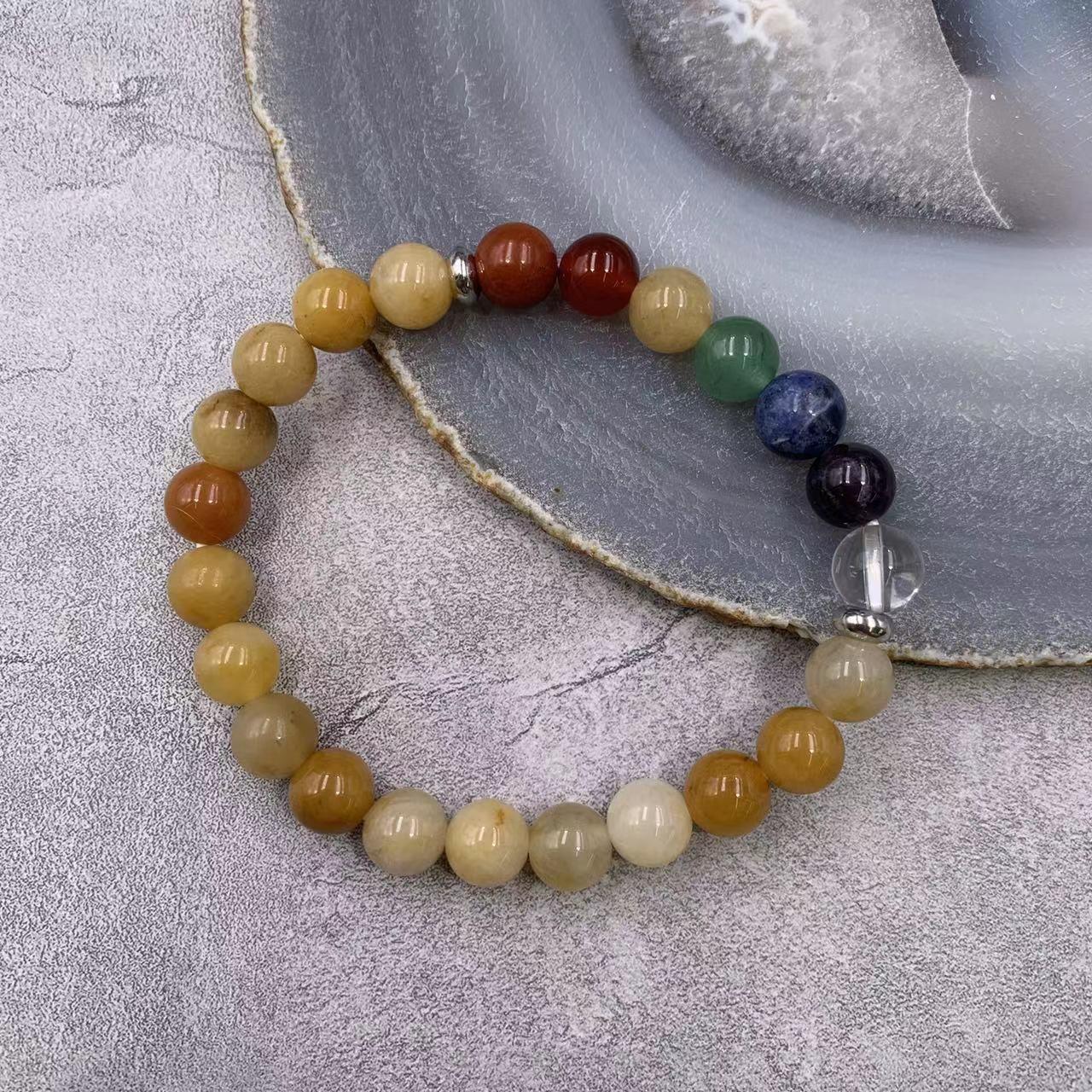 7 Chakras Bracelet Natural Gemstone Round Bead 8mm| Energy & Balance | Wholesale Bulk Pricing
