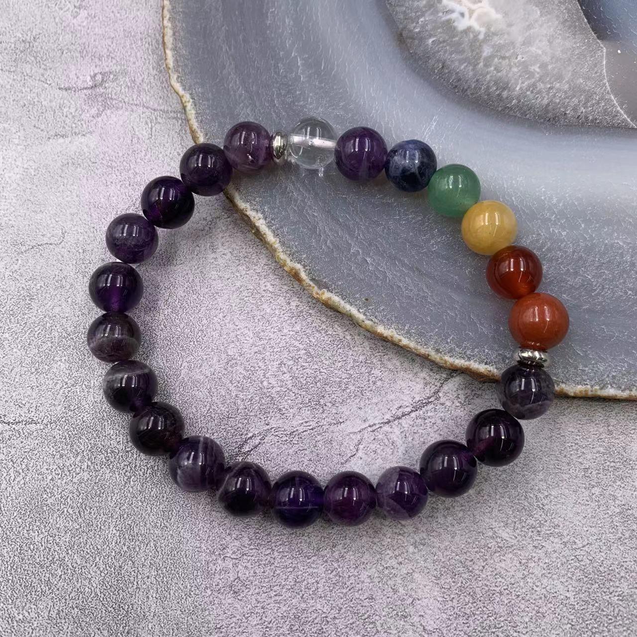 7 Chakras Bracelet Natural Gemstone Round Bead 8mm| Energy & Balance | Wholesale Bulk Pricing