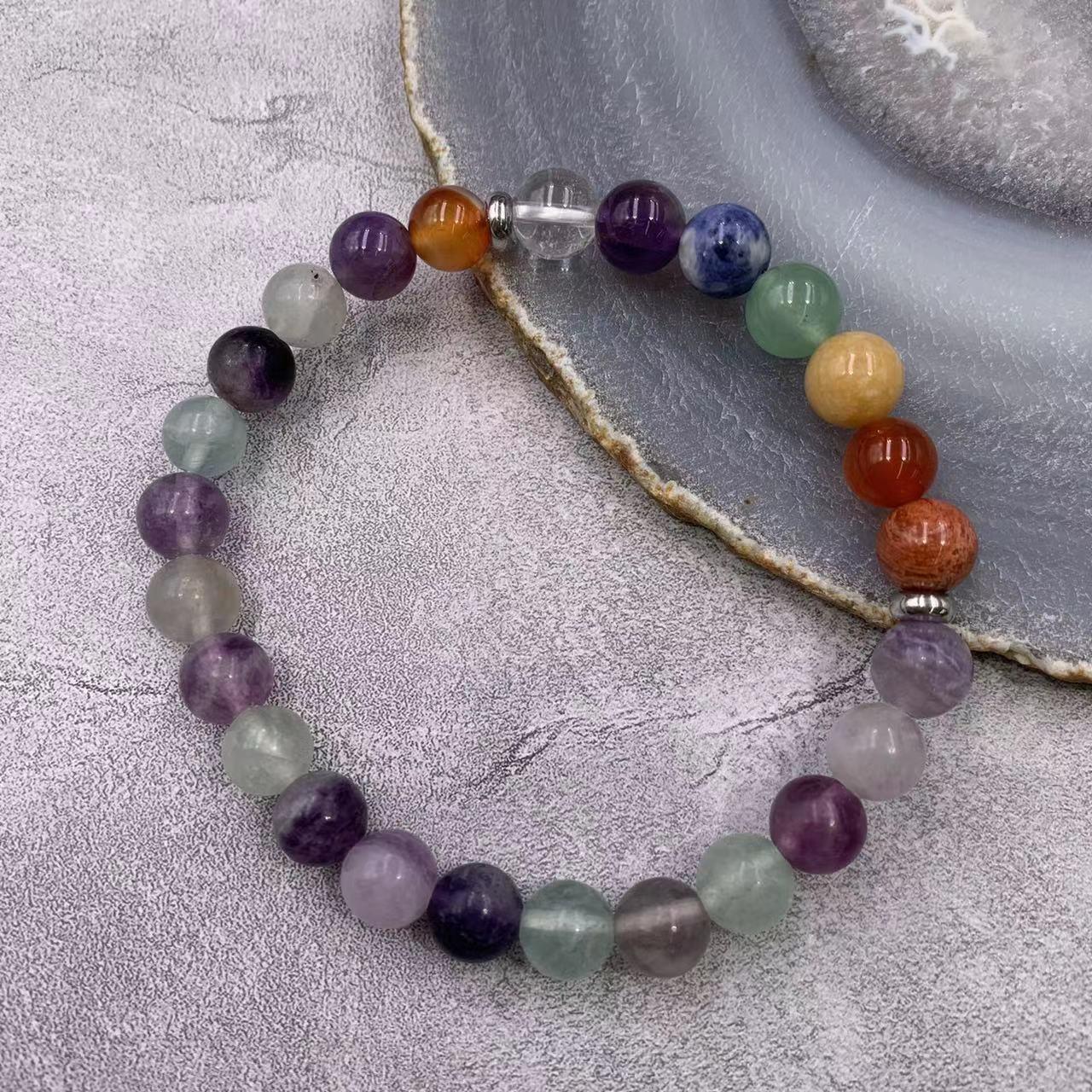 7 Chakras Bracelet Natural Gemstone Round Bead 8mm| Energy & Balance | Wholesale Bulk Pricing