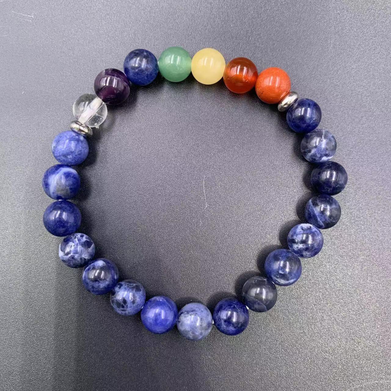 7 Chakras Bracelet Natural Gemstone Round Bead 8mm| Energy & Balance | Wholesale Bulk Pricing