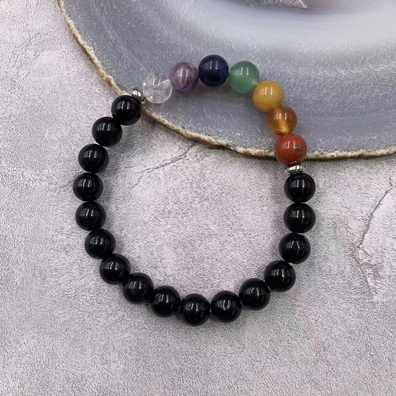 7 Chakras Bracelet Natural Gemstone Round Bead 8mm| Energy & Balance | Wholesale Bulk Pricing