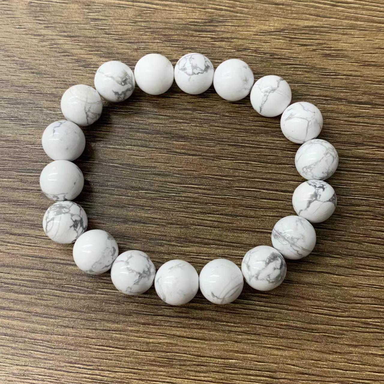 Howlite Bracelet Genuine Natural Gemstone Round Beads | Calming & Patience | Wholesale Bulk Pricing