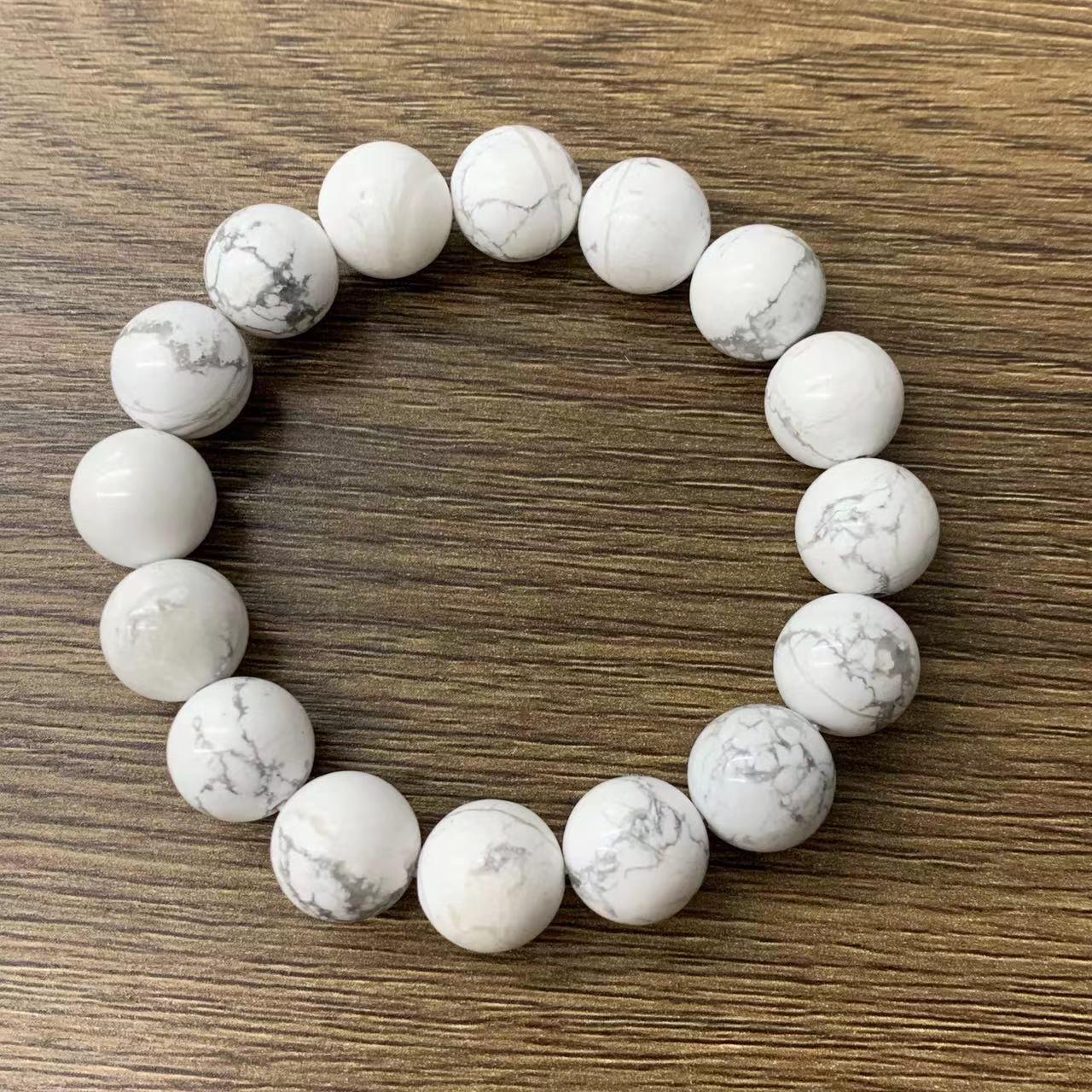 Howlite Bracelet Genuine Natural Gemstone Round Beads | Calming & Patience | Wholesale Bulk Pricing