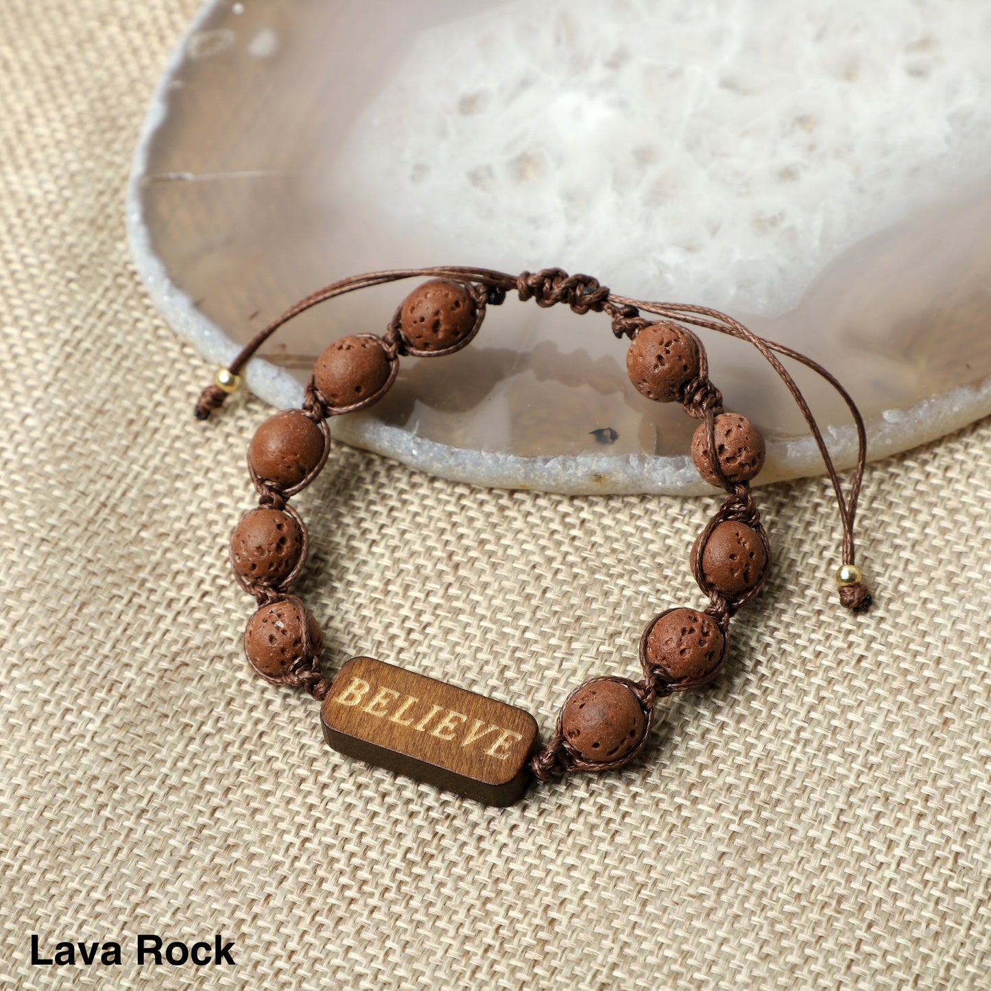 "BELIEVE" Bracelets  (8mm Lava Rock, Wooden beads) ROLA DIRECT BUY