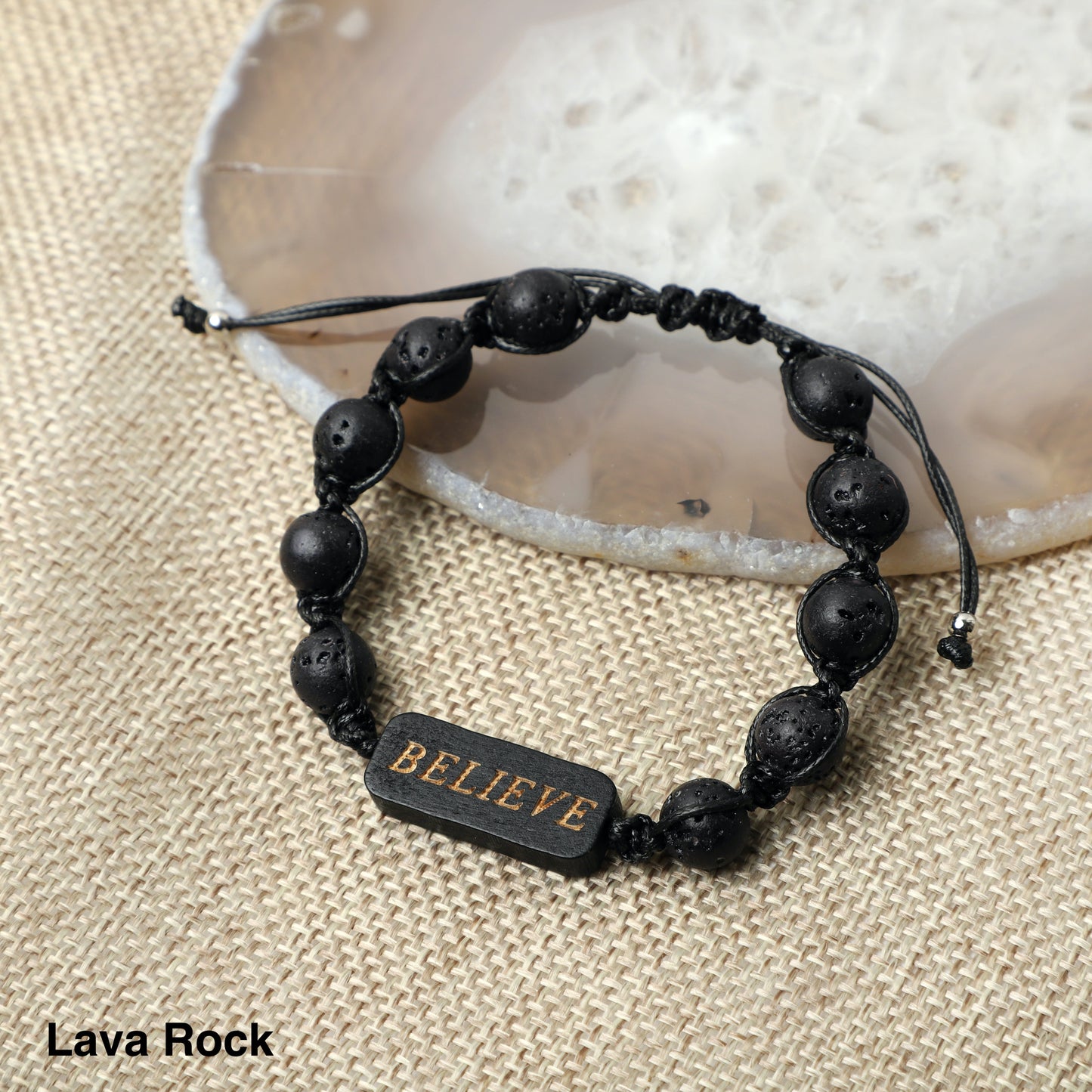 "BELIEVE" Bracelets  (8mm Lava Rock, Wooden beads) ROLA DIRECT BUY