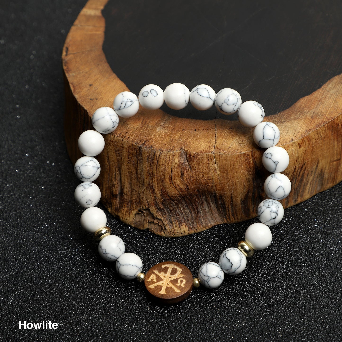 "Chi Rho" Symbol Bracelets ( 8mm Wooden, Lava Rock, Gemstone beads ) ROLA DIRECT BUY