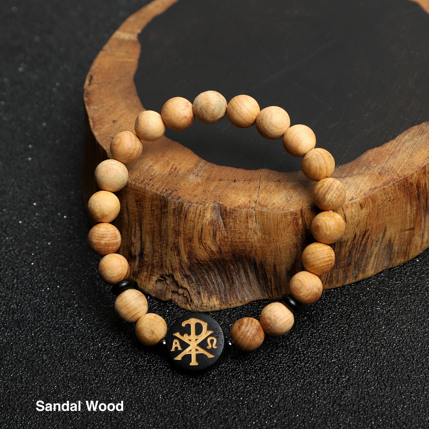 "Chi Rho" Symbol Bracelets ( 8mm Wooden, Lava Rock, Gemstone beads ) ROLA DIRECT BUY