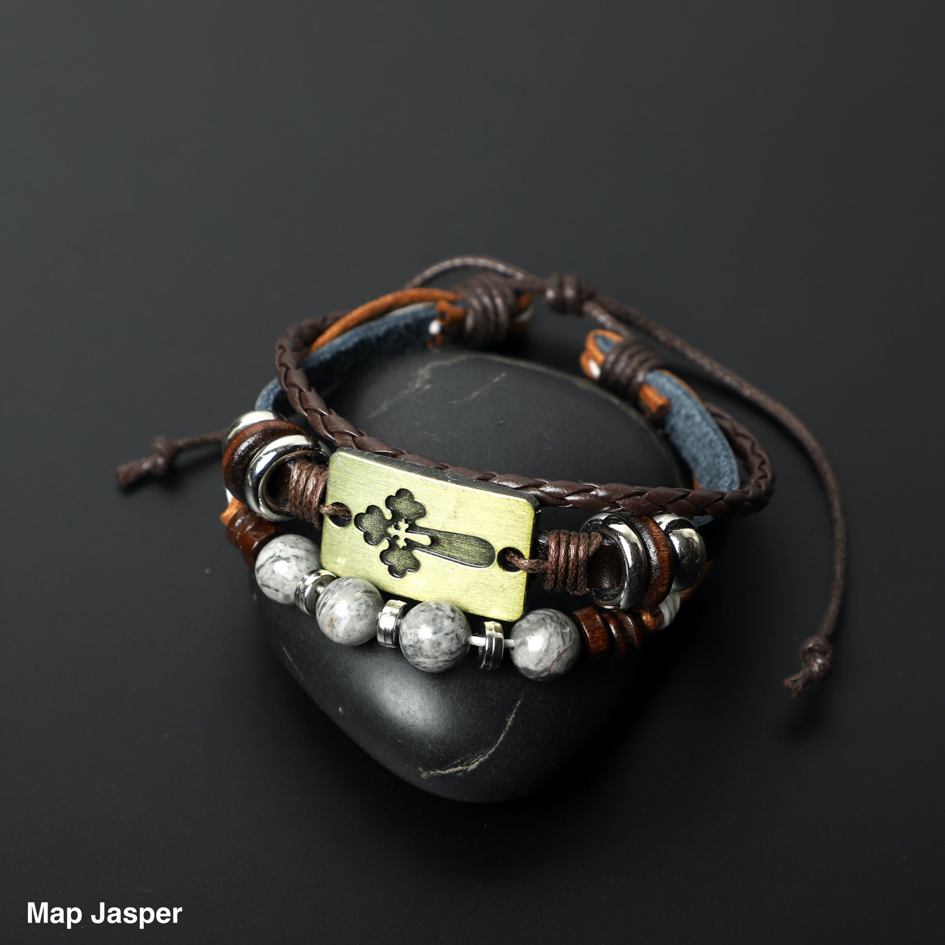 " Cross" Leather with Gemstone Bracelets ROLA DIRECT BUY