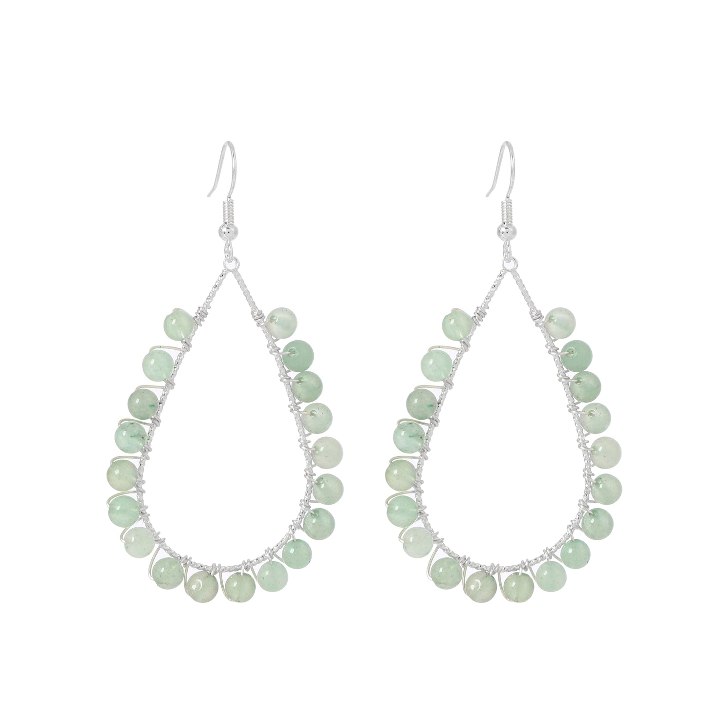 Teardrop Earrings Natural Gemstone Beaded Brass Wire Handmade | Protection & Harmony | Wholesale Bulk Pricing
