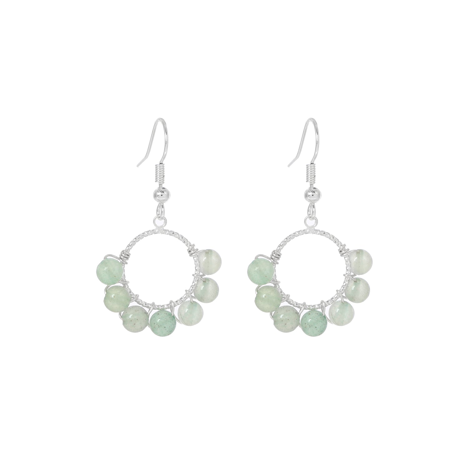 Round Wire Earrings Natural Gemstone Beaded | Love & Good Luck | Wholesale Bulk Pricing