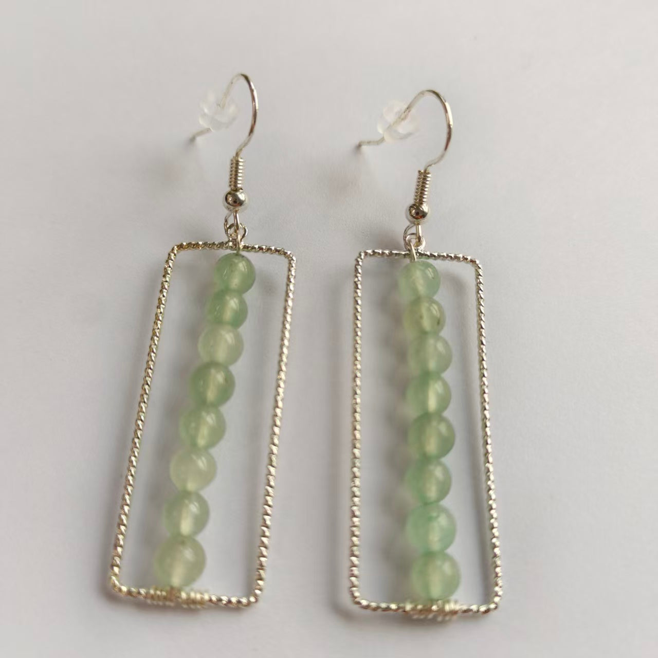 Rectangular Drop Earrings Natural Gemstone Beaded Brass Wire Handmade | Confidence & Grounding | Wholesale Bulk Pricing